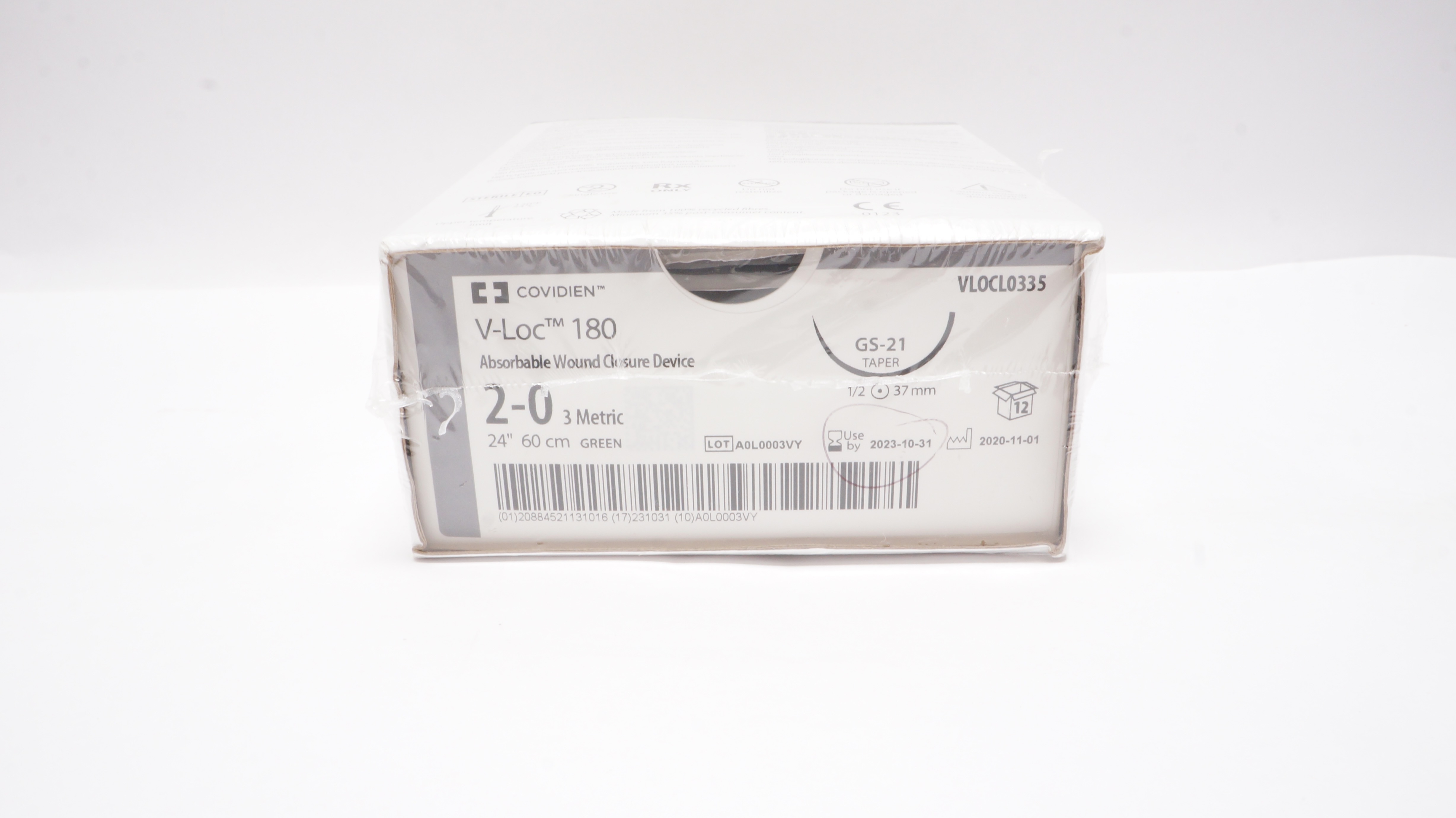 Covidien VLOCL0335 2-0 V-Loc 180 Wound Closure Device GS-21, 24inch - Box of 12