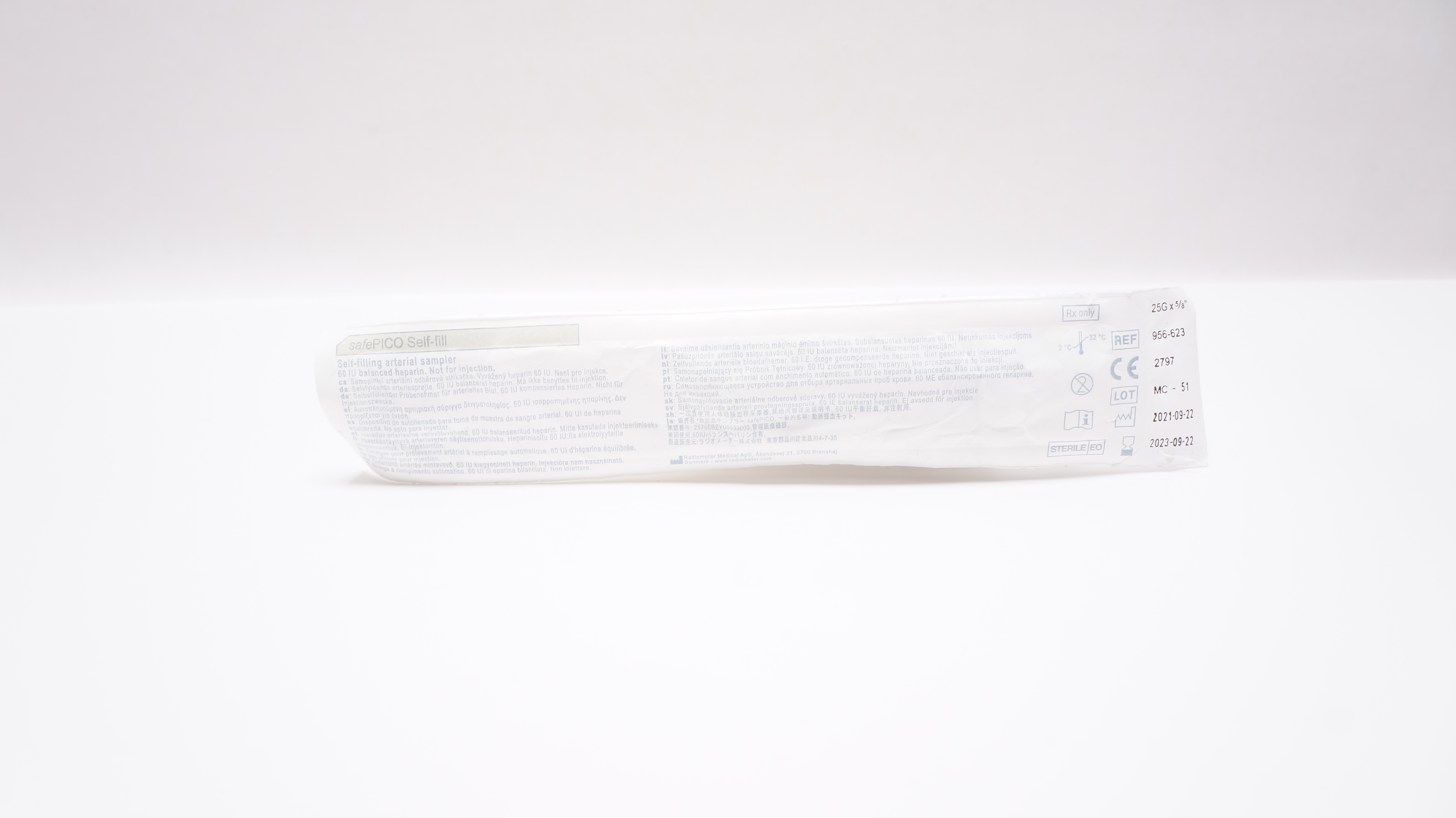 Radiometer Medical 956-623 SafePico Self-Filling Arterial Sampler 25Gx5/8inch(x)