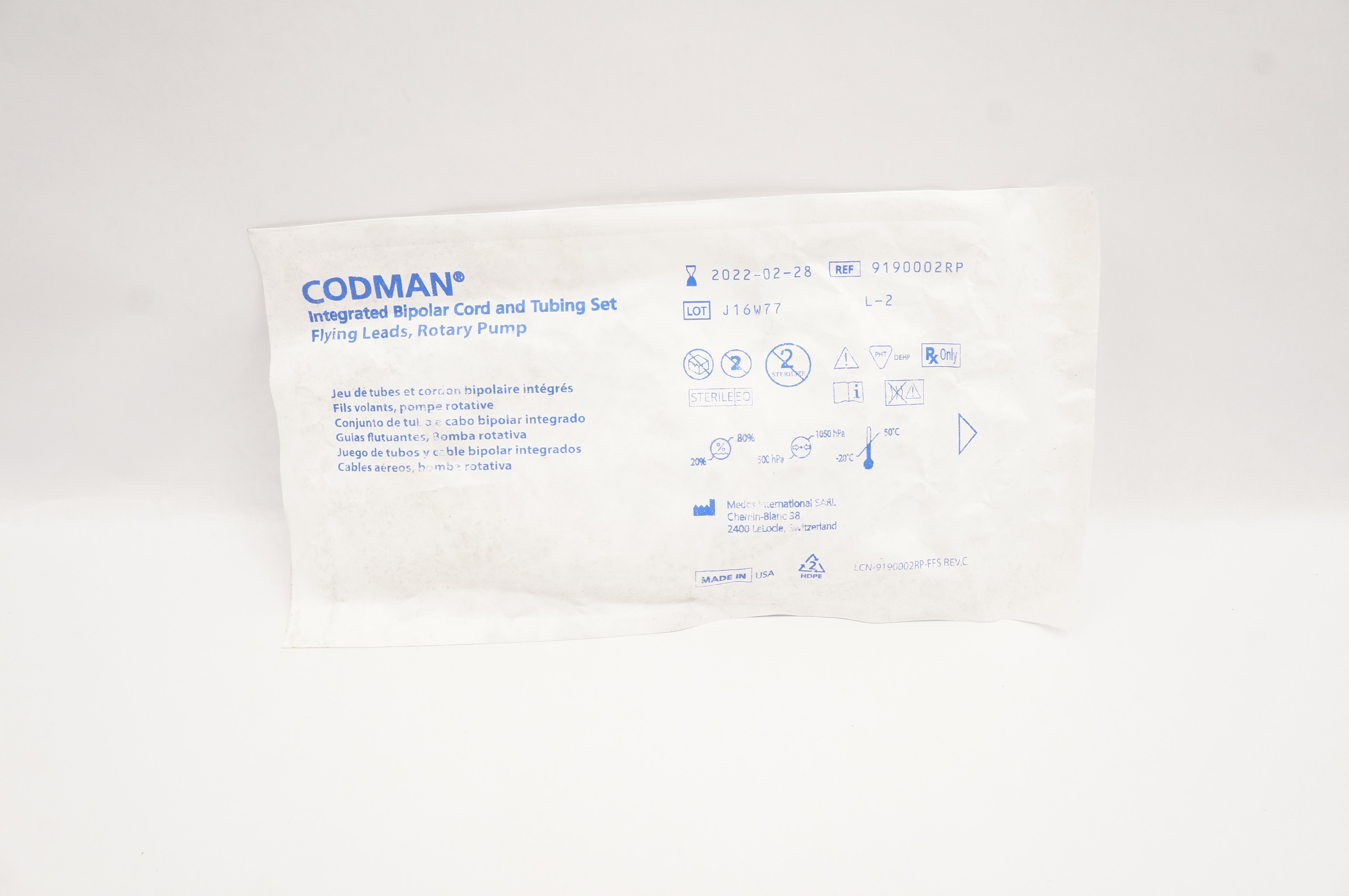 Medos 9190002RP CODMAN Integrated Bipolar Cord and Tubing Set (x)
