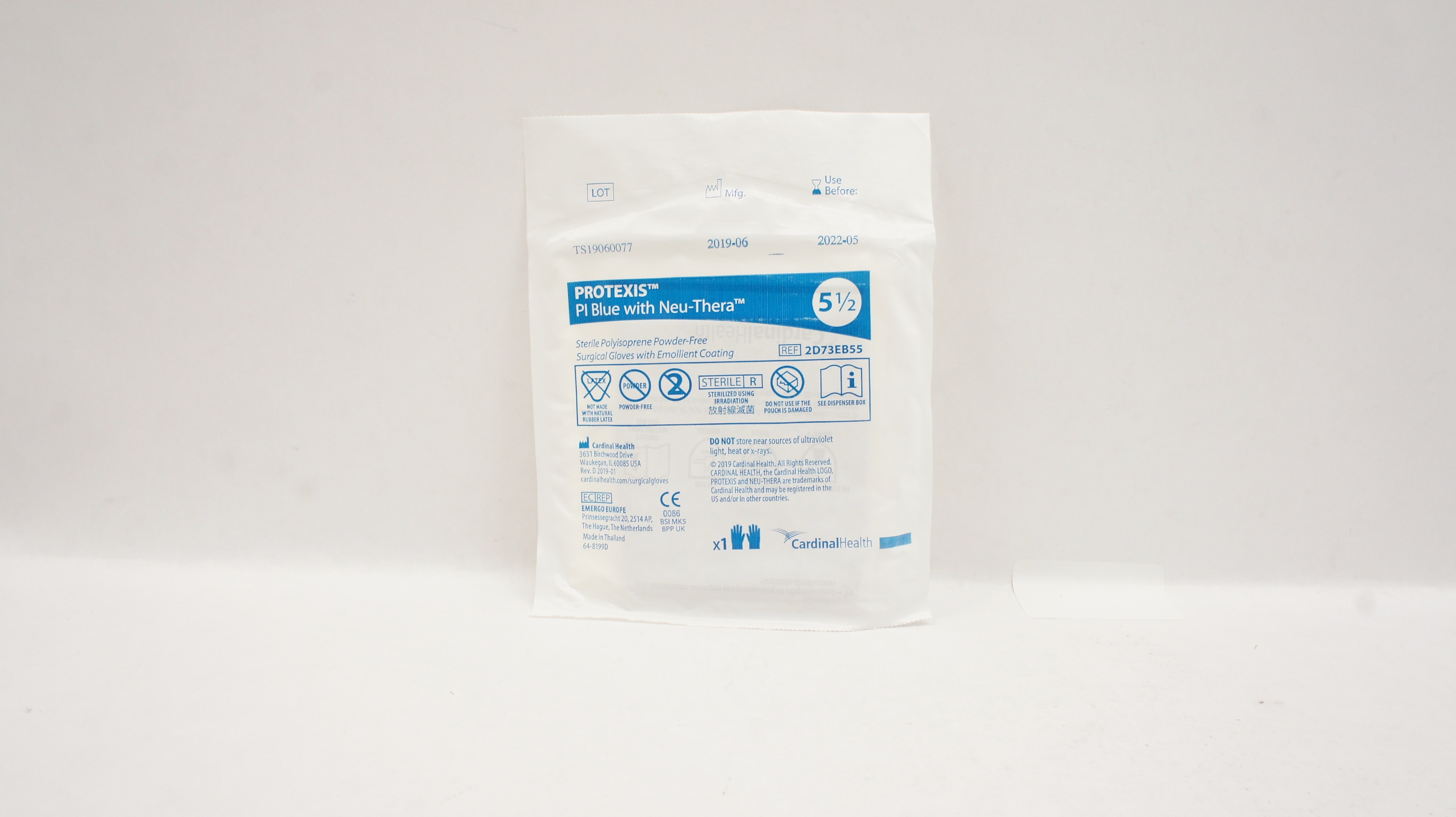 Cardinal Health 2D73EB55 Protexis PI Blue W/Neu-Thera Surgical Gloves 5-1/2 (x)