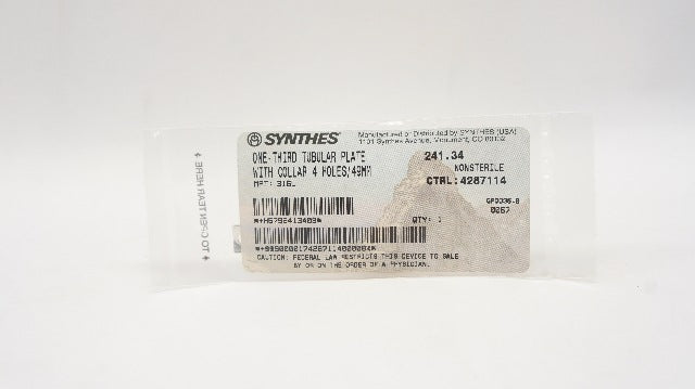 Synthes 241.34 One-Third Tubular Plate with Color 4 Holes/49mm