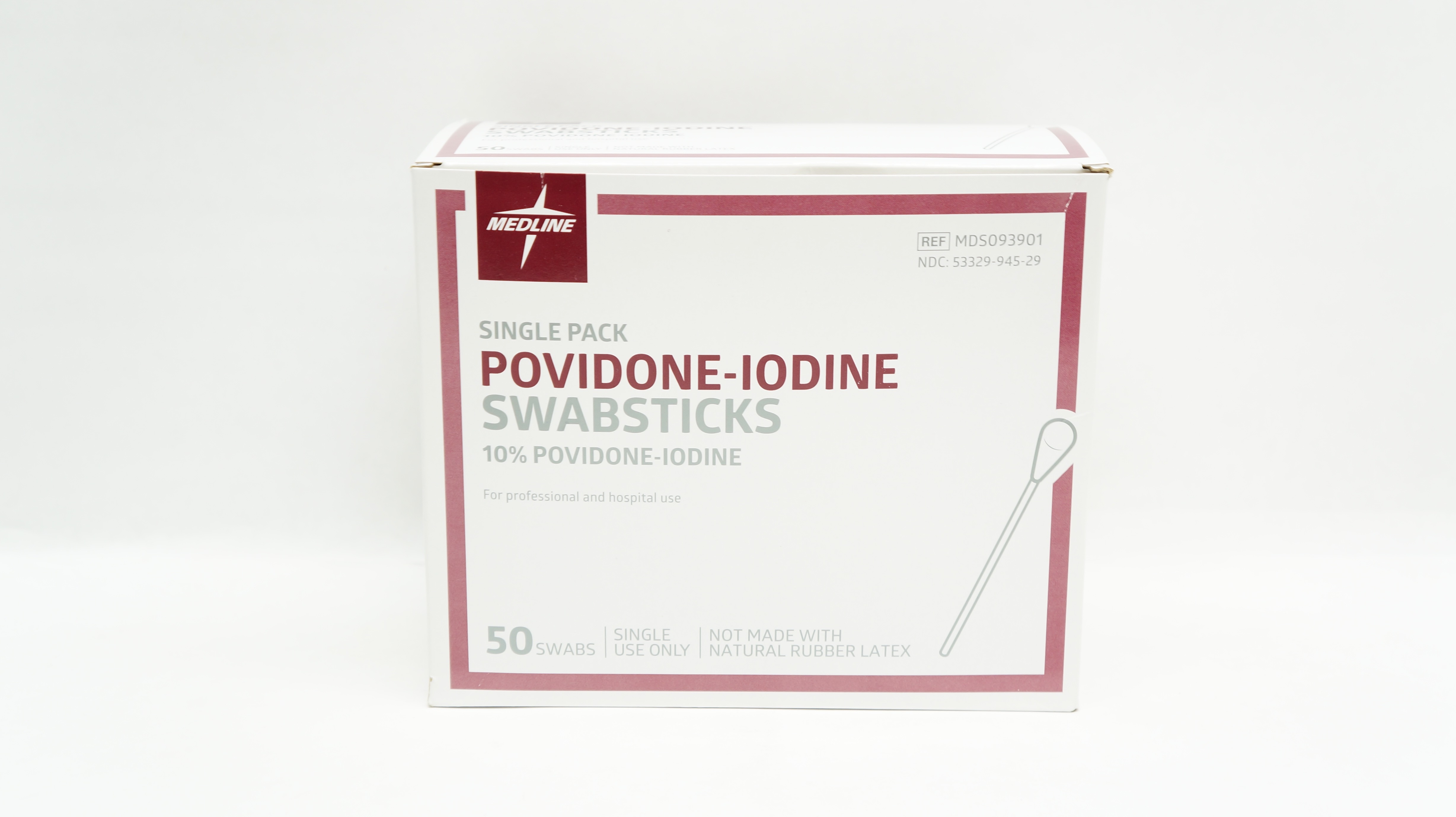 Medline MDS093901 Povidone-Iodine Swabsticks 10 % - Box of 50