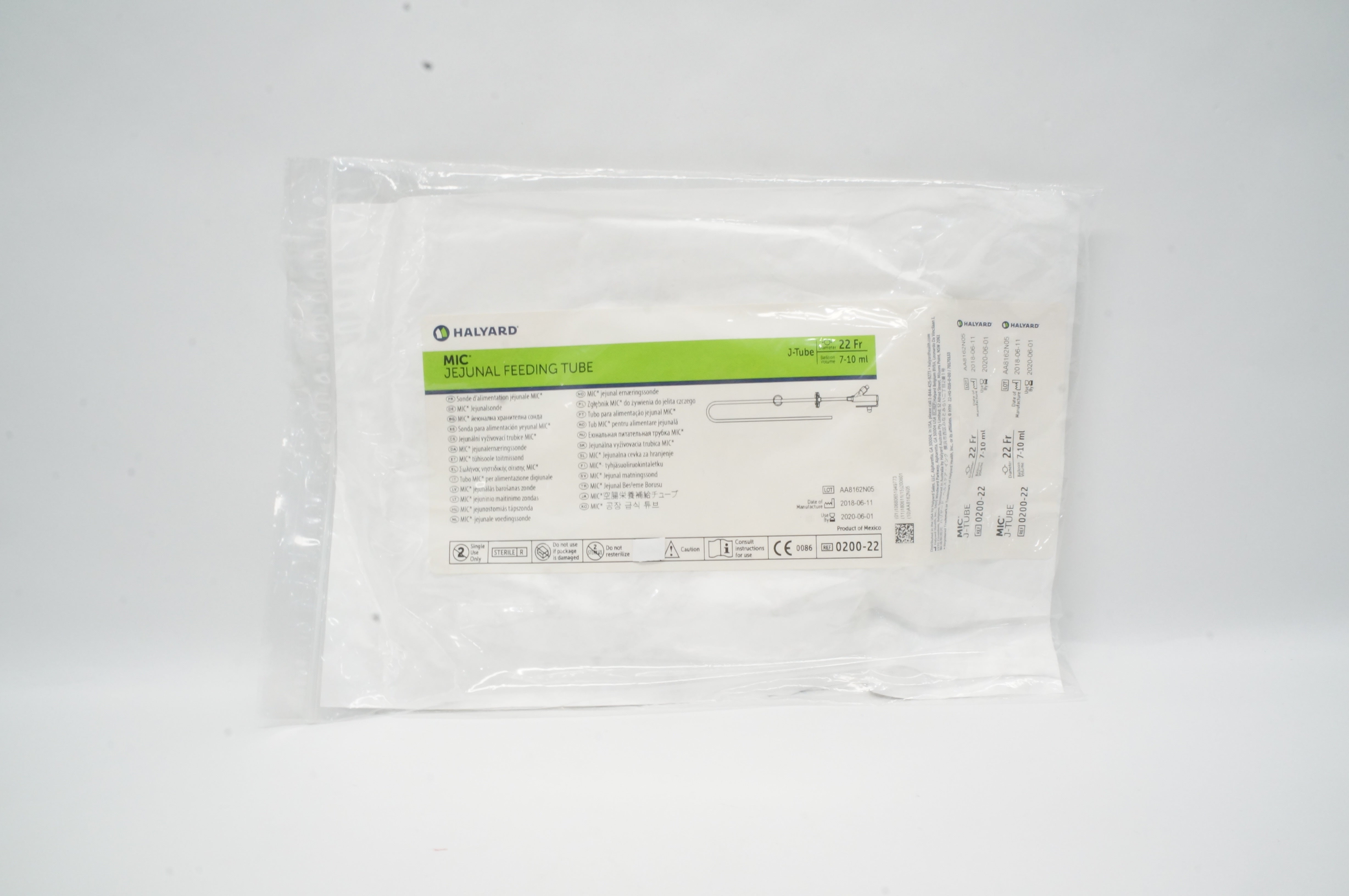 Halyard 0200-22 MIC Jejunal Feeding Tube 22 Fr x 7-10 ml (x)