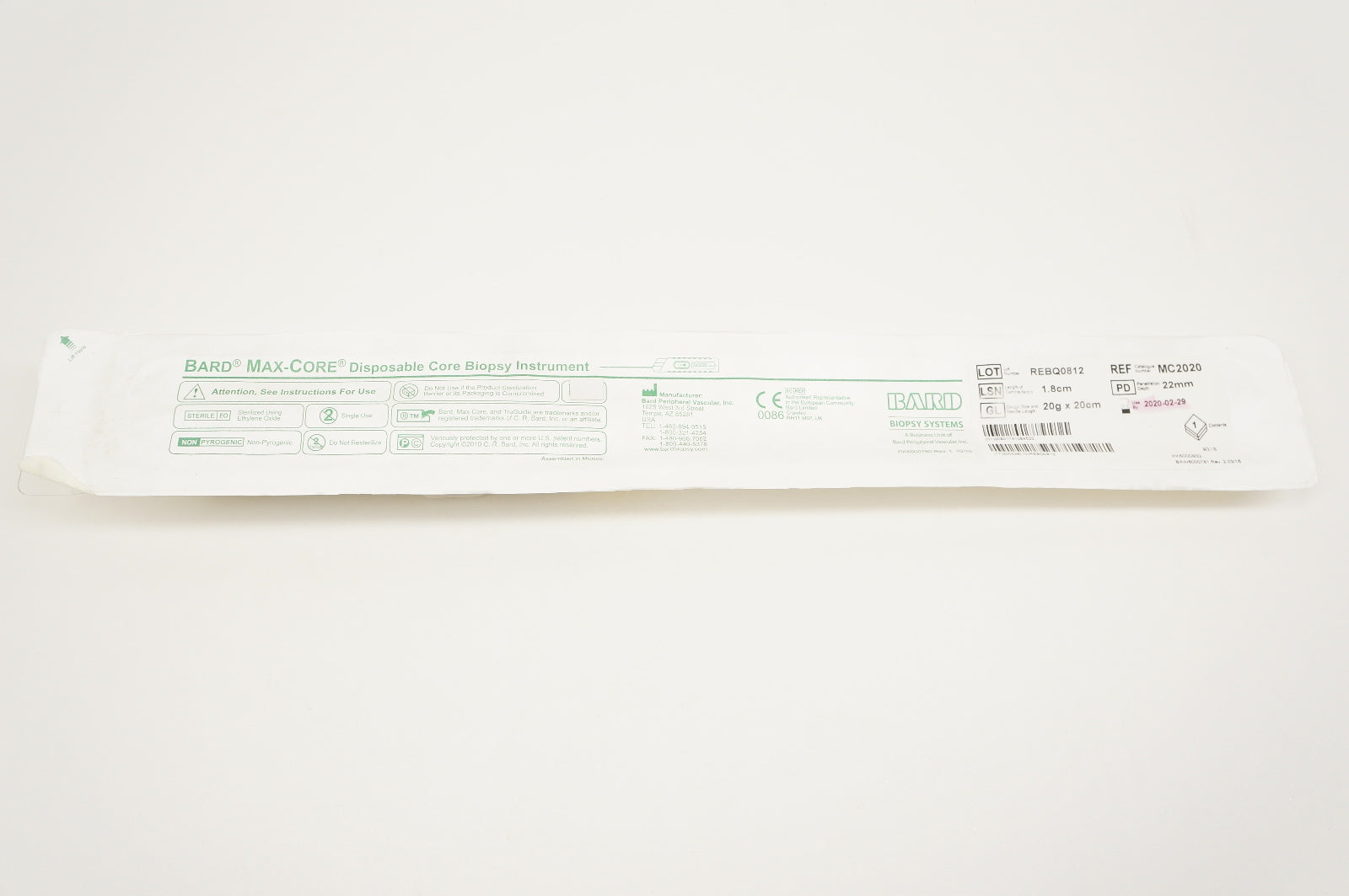 Bard MC2020 Max-Core Disposable Cable B I o p s y Instrument 20g x 20cm (x)