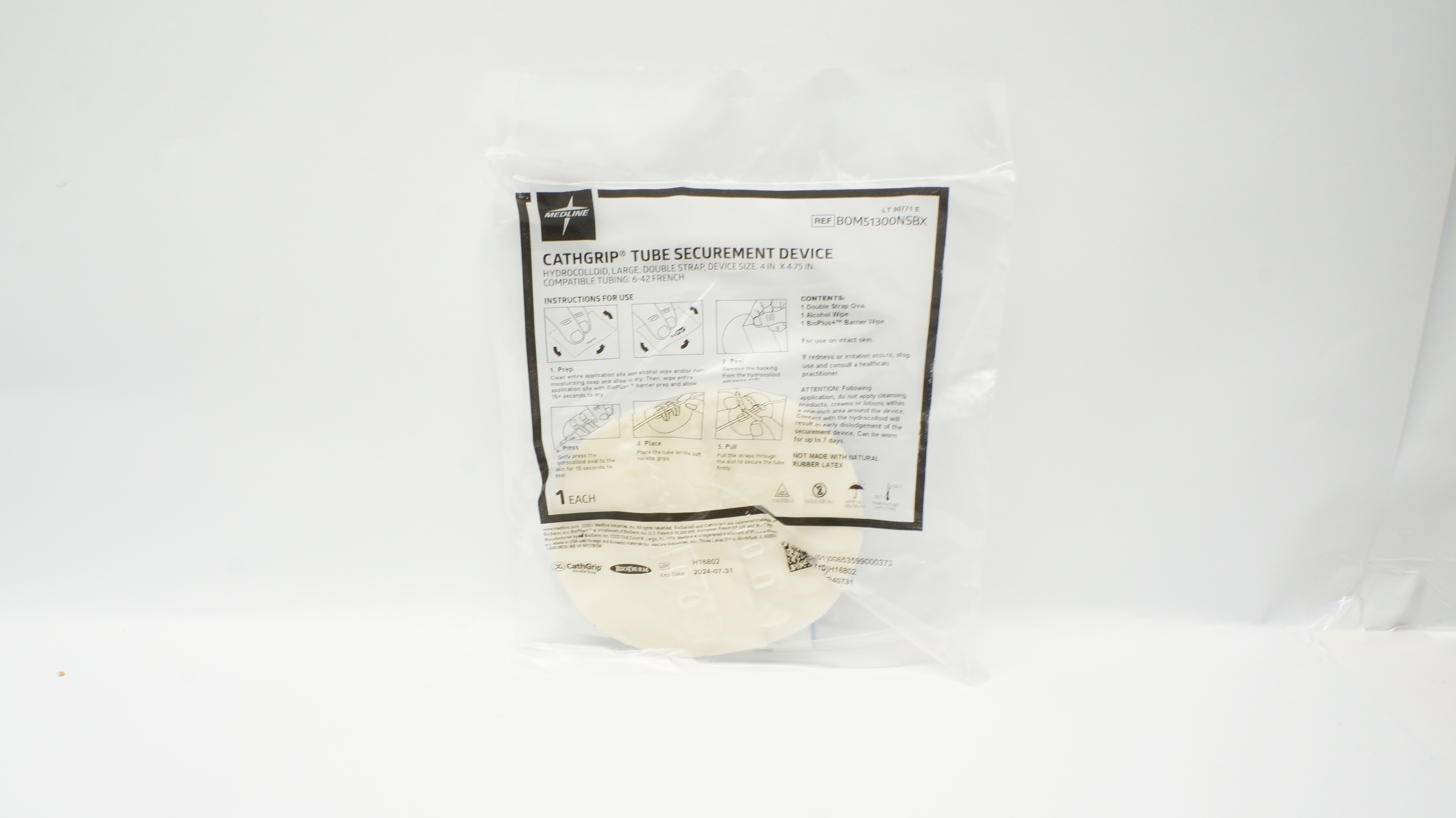 Medline BOM51300NSBX Cathgrip Tube Securement Device, Large, 4in. x 4.75in. (x)