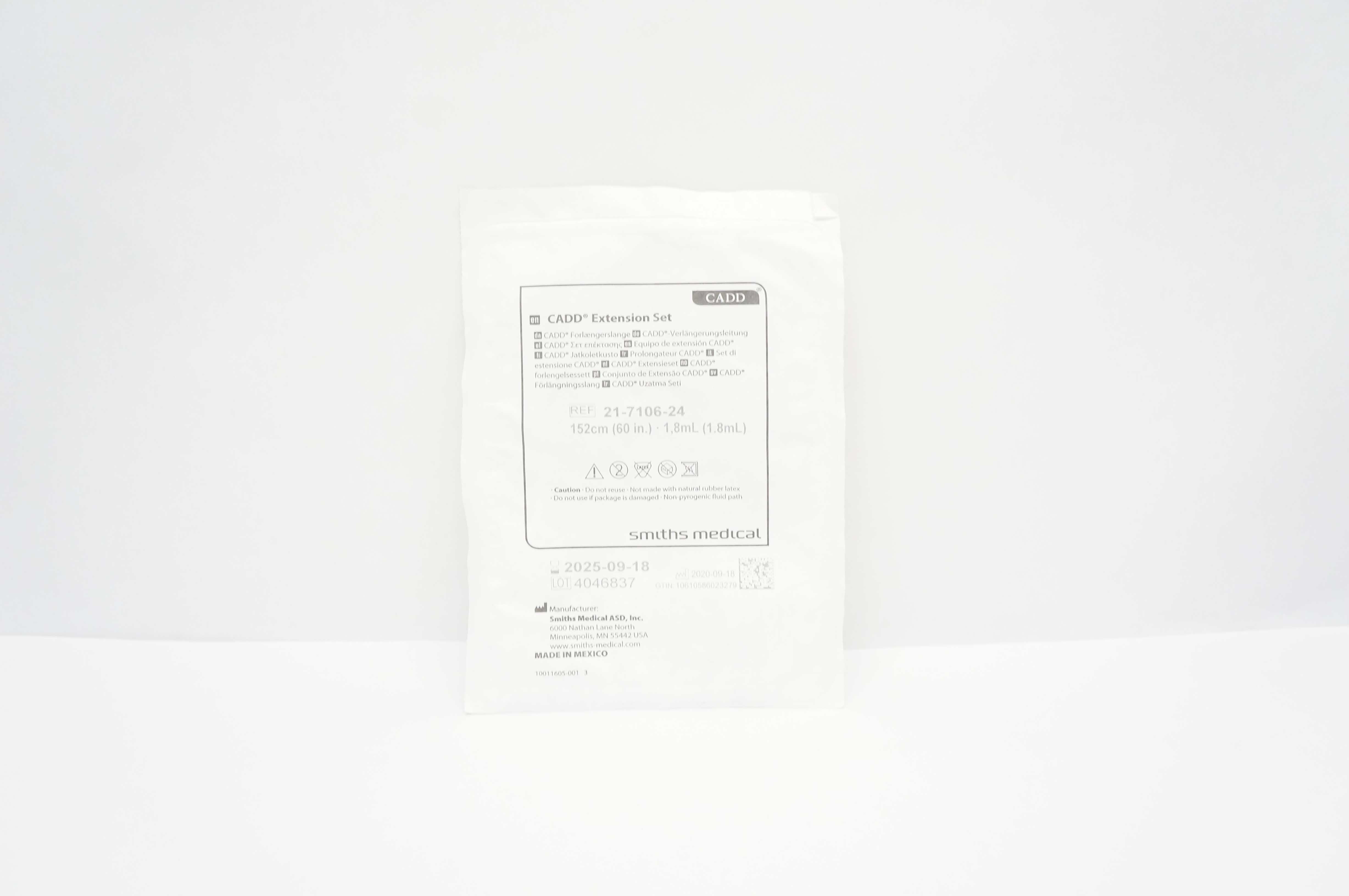 Smiths Medical 21-7106-24 CADD Extension Set 60 inch x 1.8 mL