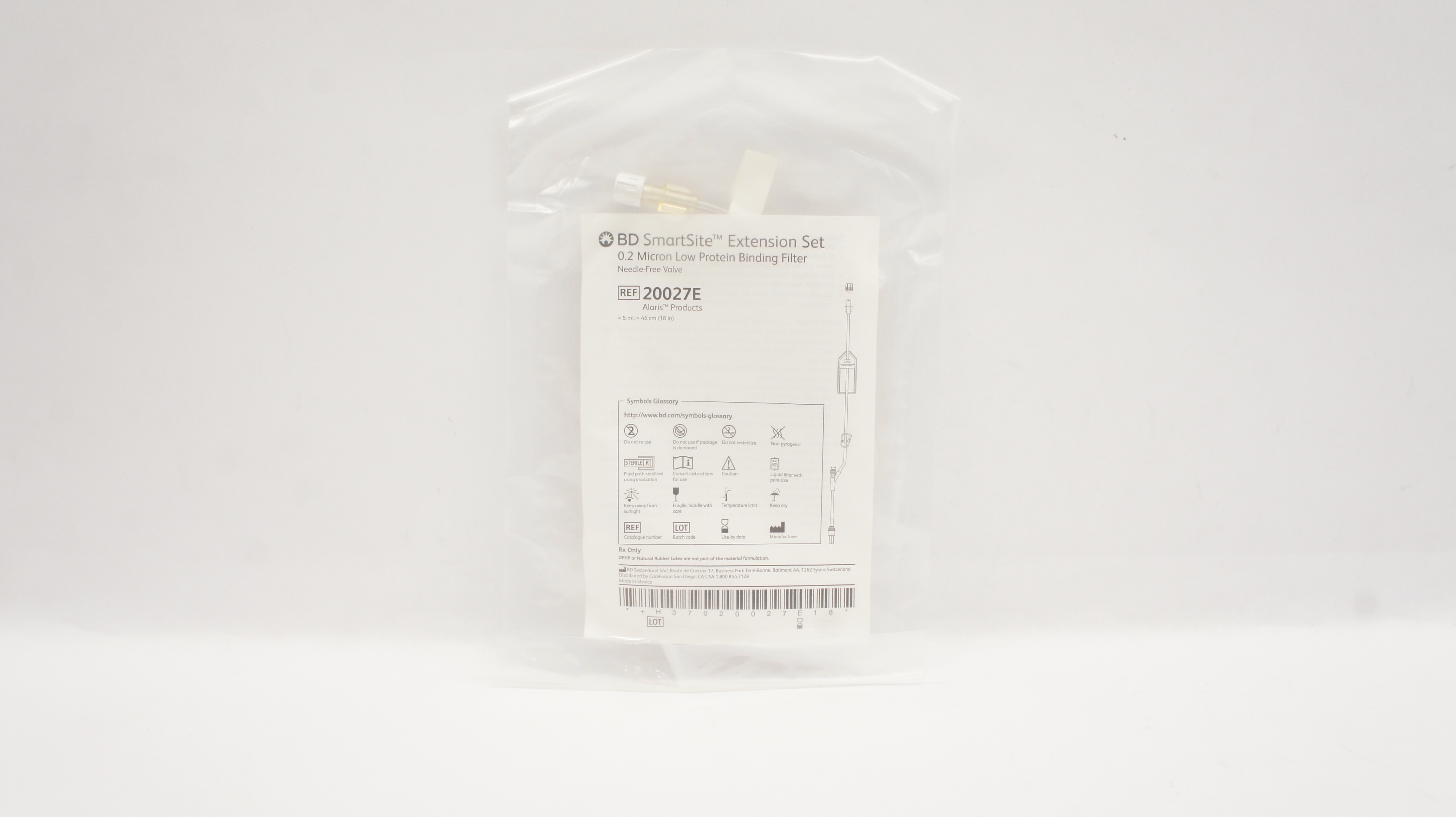 BD 20027E SmartSite Extension Set 0.2 Micron Low Protein Binding Filter