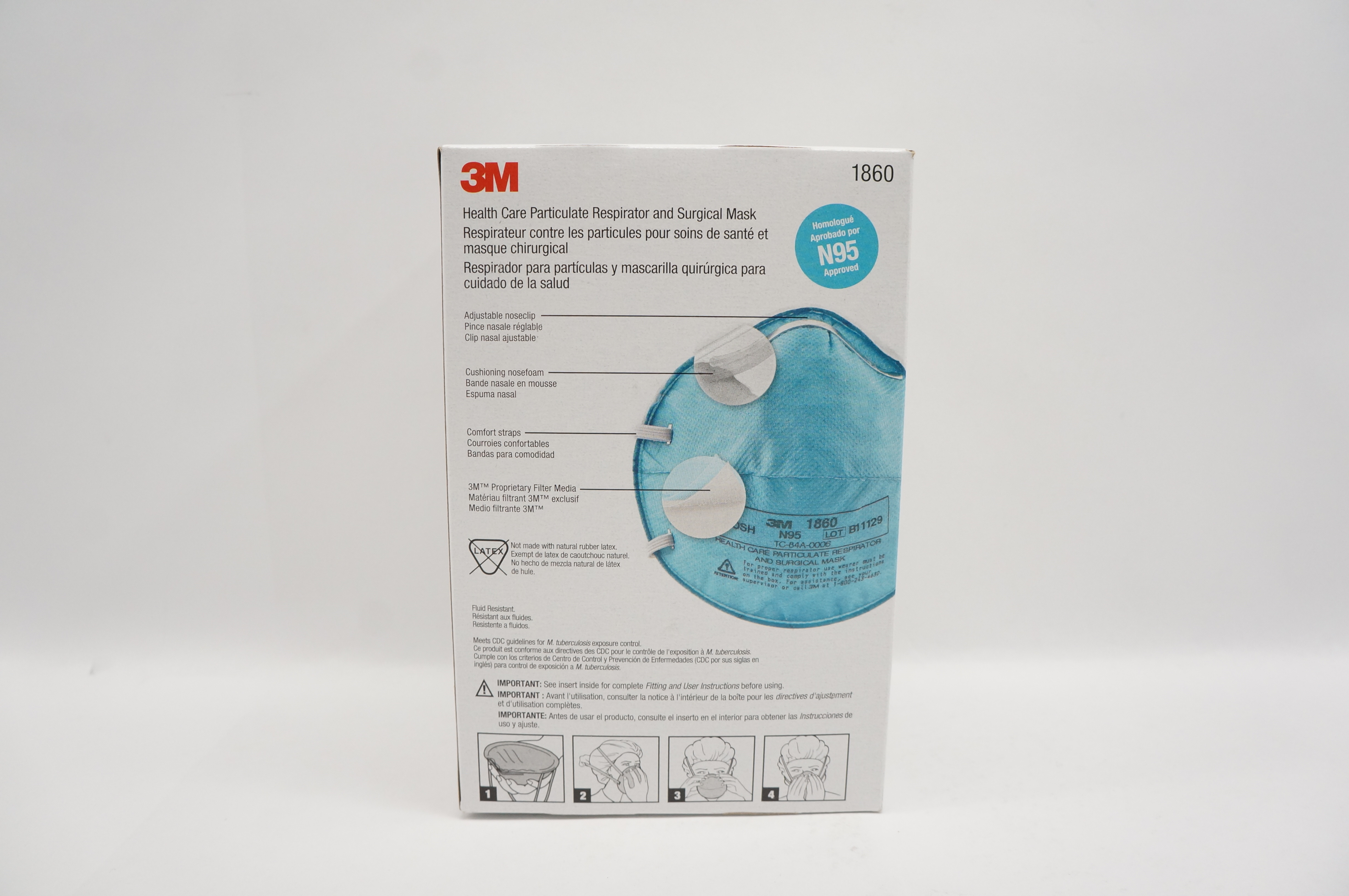 3M 1860 Health Care Particulate Respirator and Surgical Mask - Box of 20