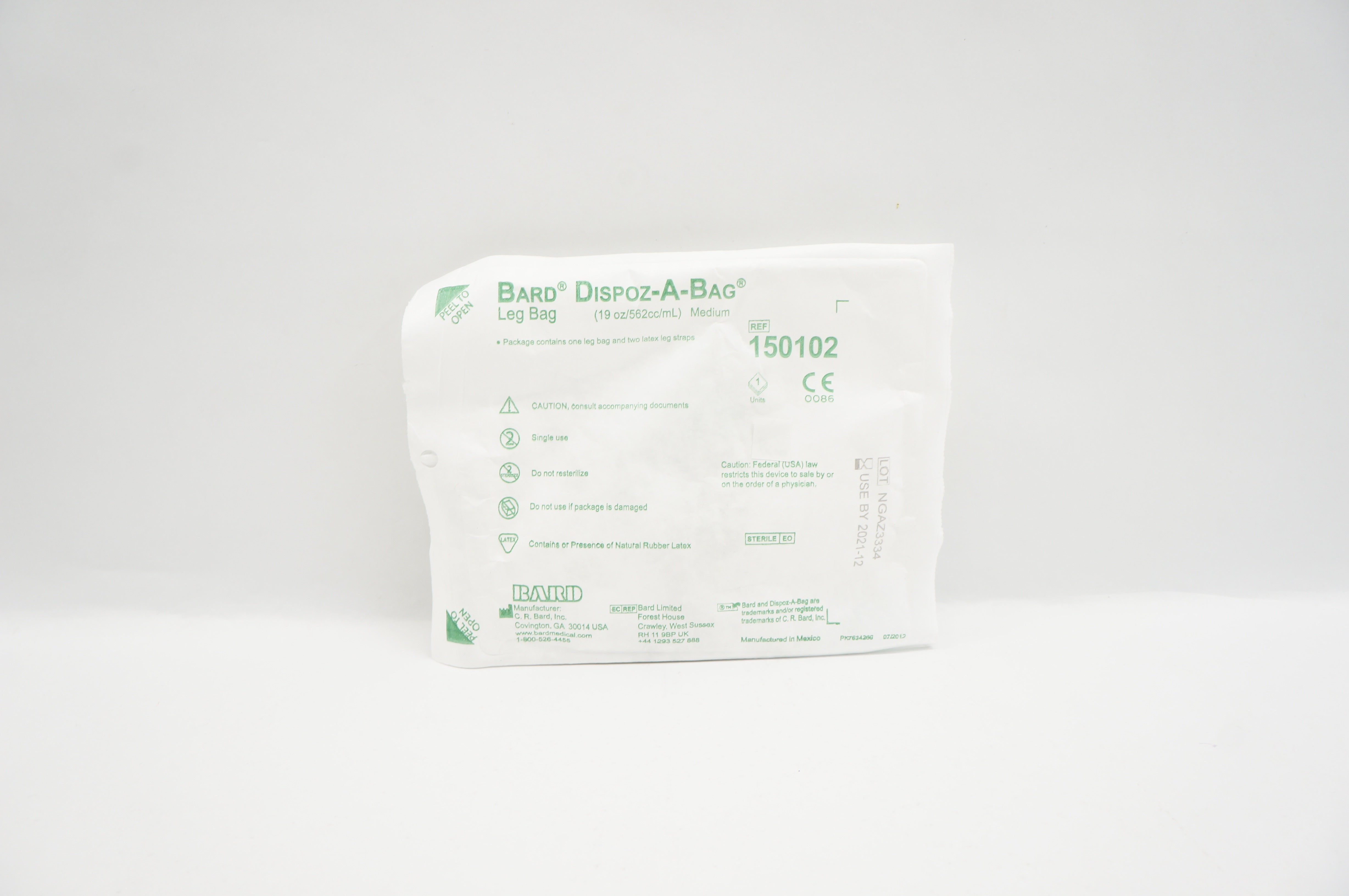 Bard 150102 Dispoz-A-Bag Leg Bag 19oz/562cc/mL Medium (x)