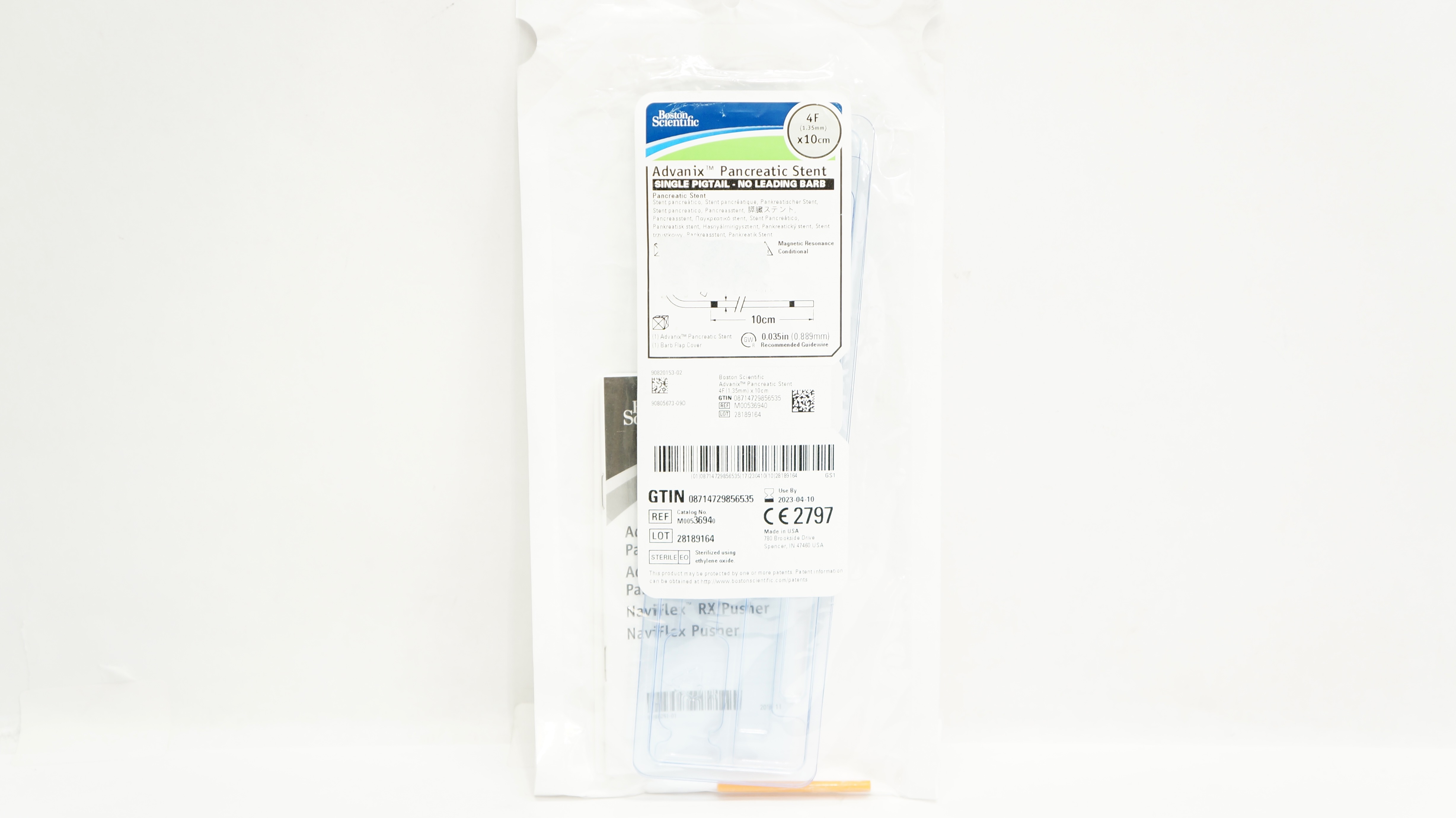 Boston Scientific M00536940 Advanix Single Pigtail Pancreatic Stnt 4F x 10cm (x)