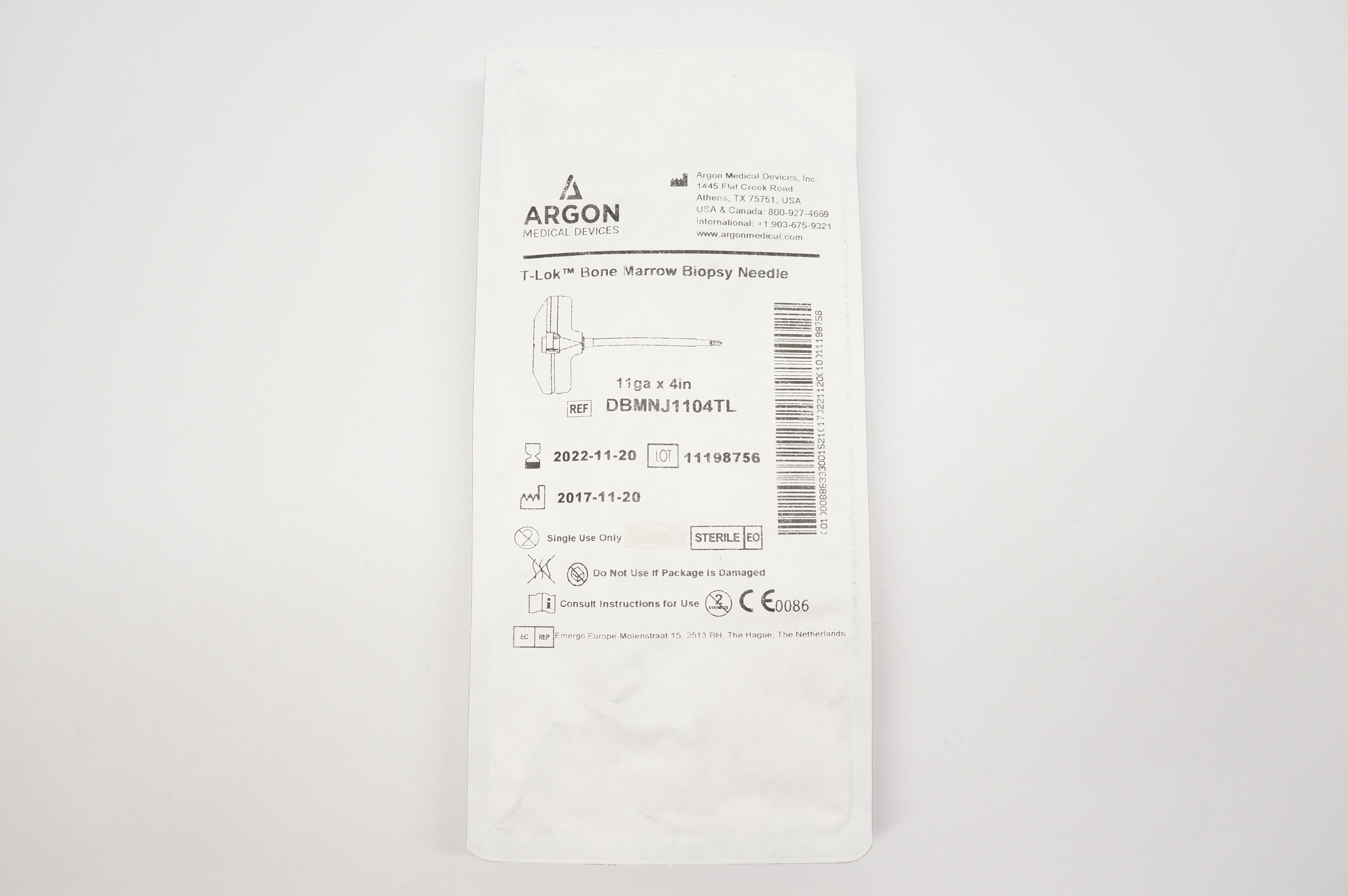 Argon DBMNJ1104TL TLok Bone Marrow Biopsy Needle 11ga x 4inch