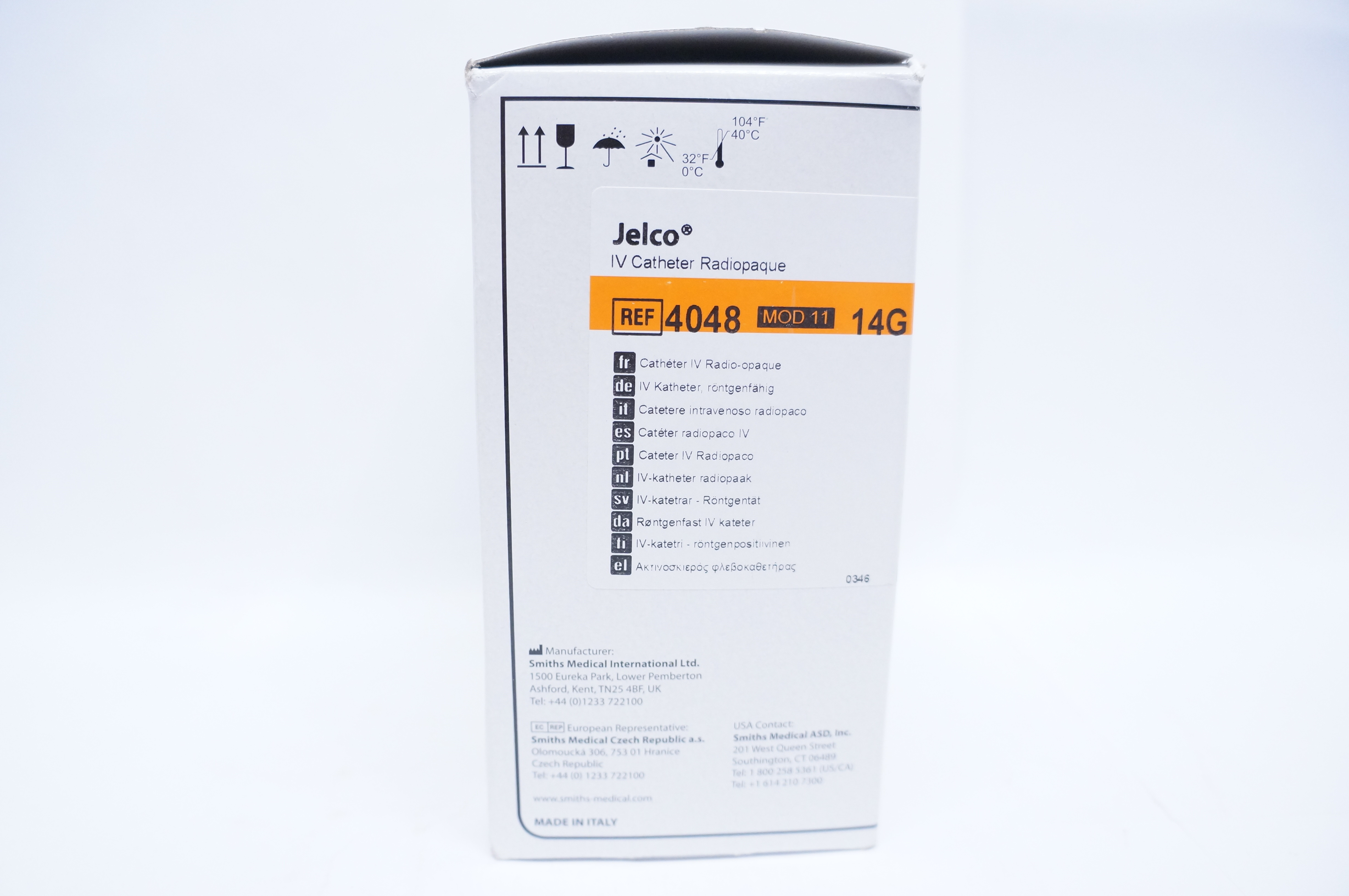 Smiths Medical 4048 Jelco IV Catheter Radiopaque Mod 11 14G -Box of 50