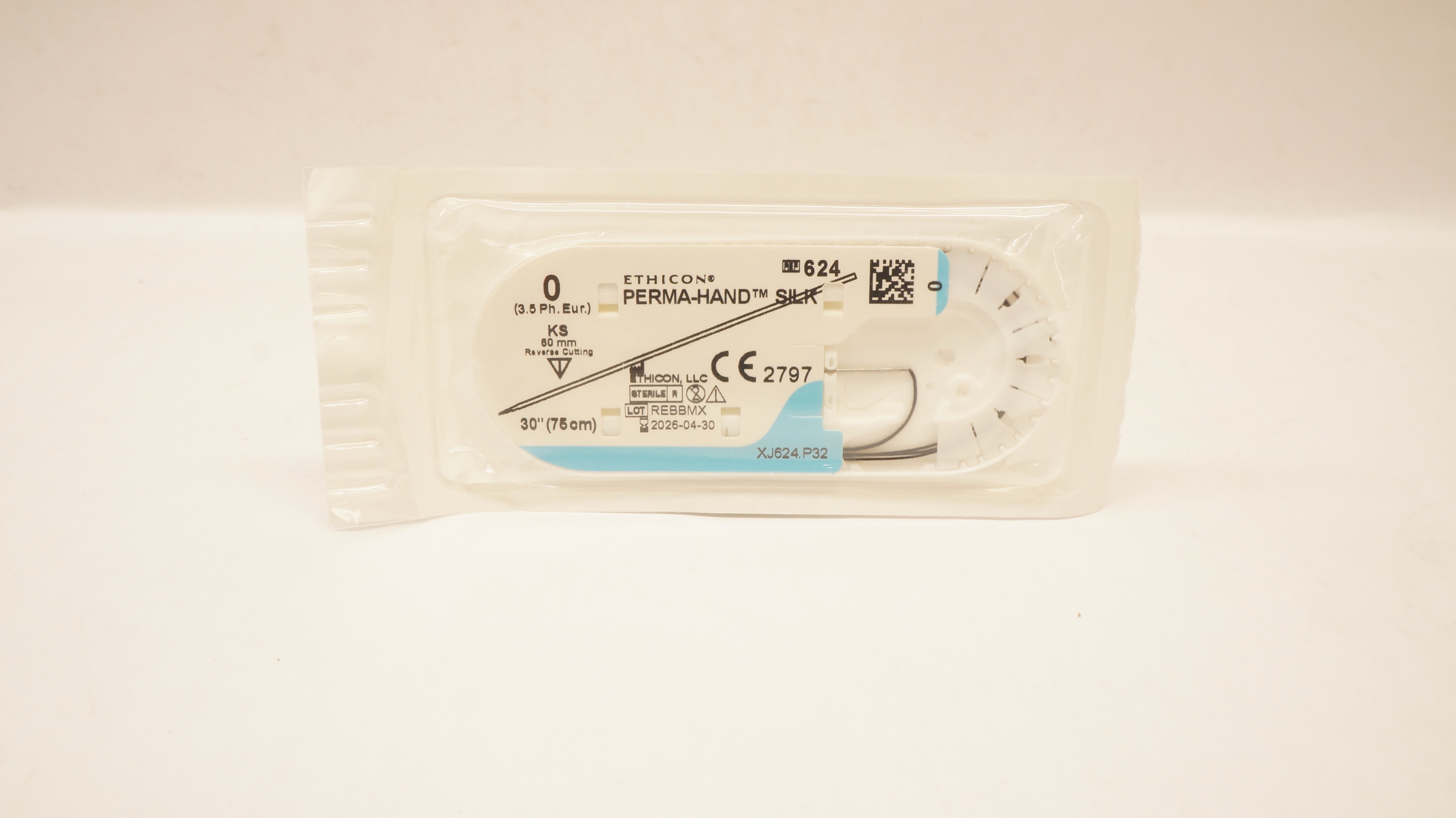 Ethicon 624 0 PERMA-HAND SILK Stre, KS, 60mm Straight Reverse Cutting, 30inch