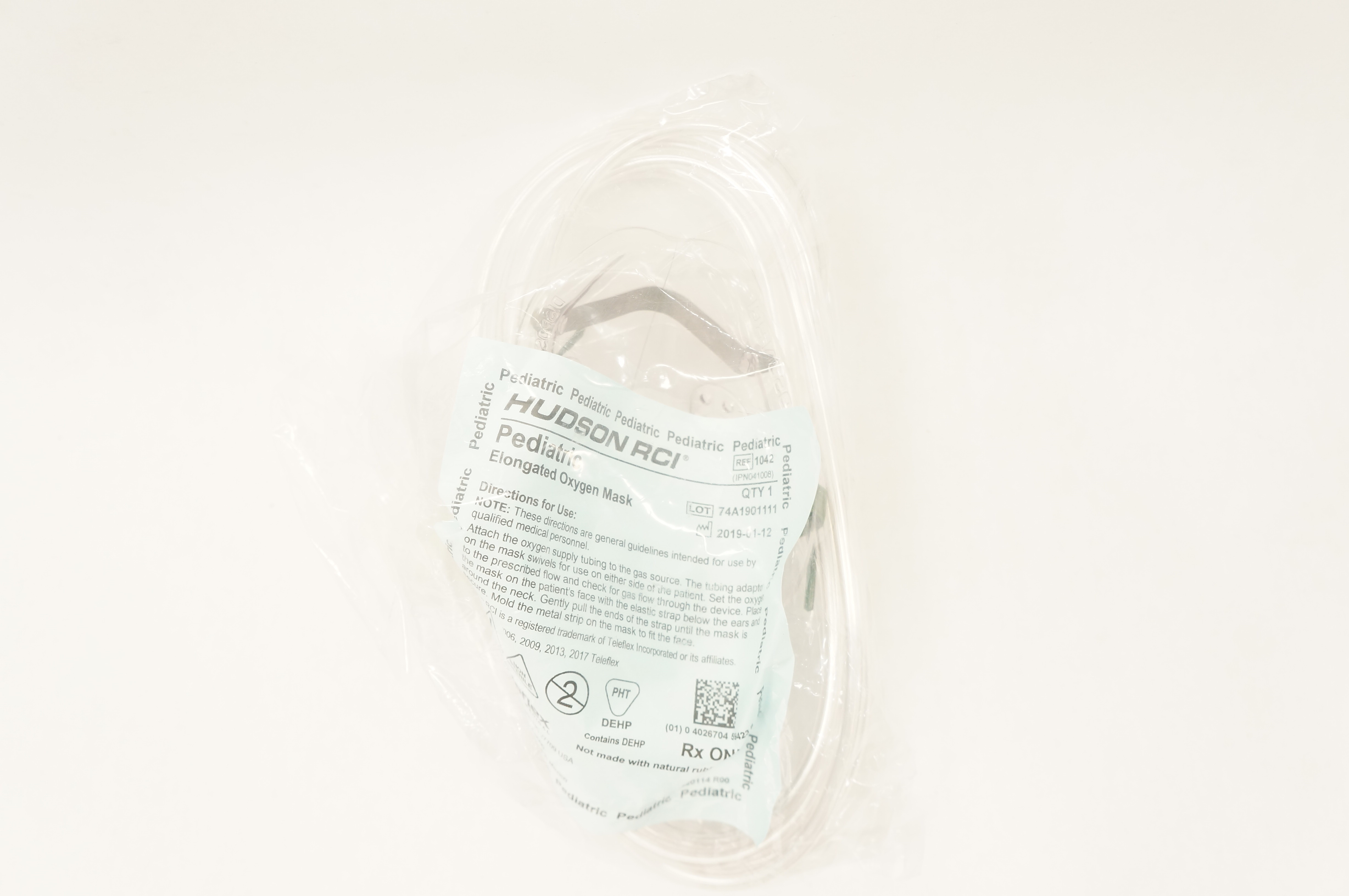 Hudson O2 Fae Mask Teleflex 1042 Hudson RCI Pediatric Elongated Oxygen Mask