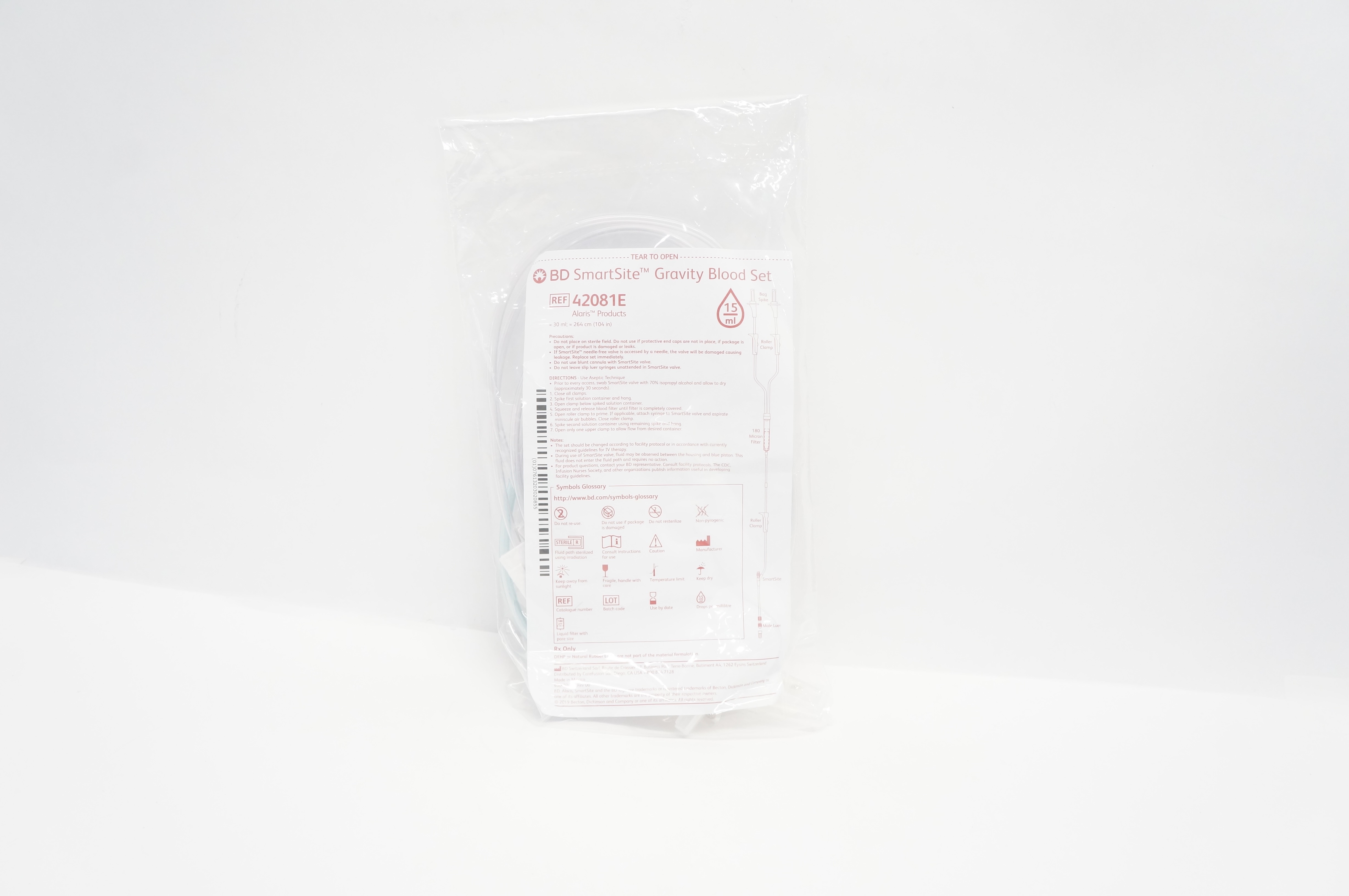 BD 42081E SmartSite Gravity Blood Set 15Drops, 30ml x 104inch