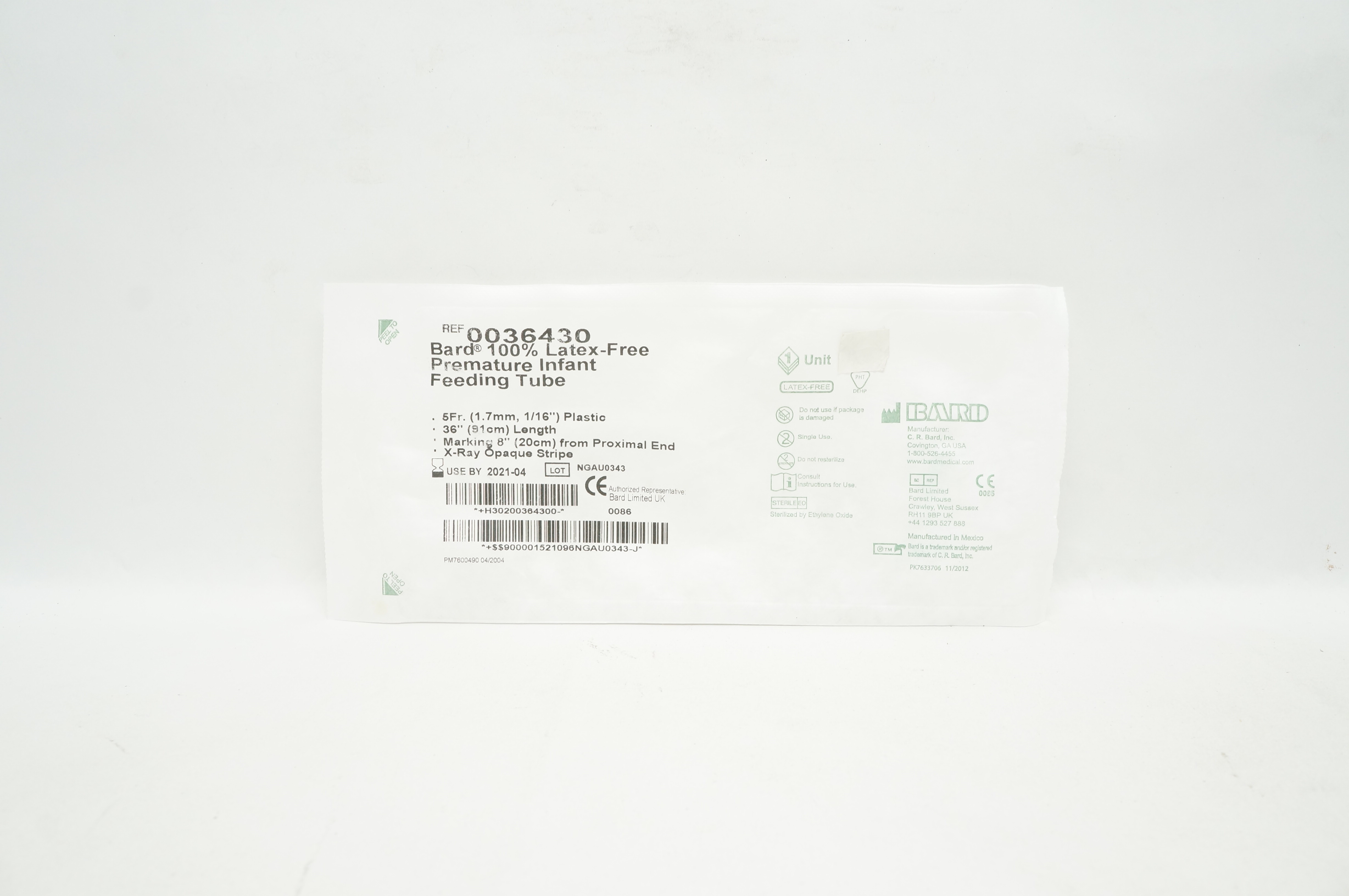 Bard 0036430 Premature Infant Feeding Tube 5Fr x 36 inch (x)
