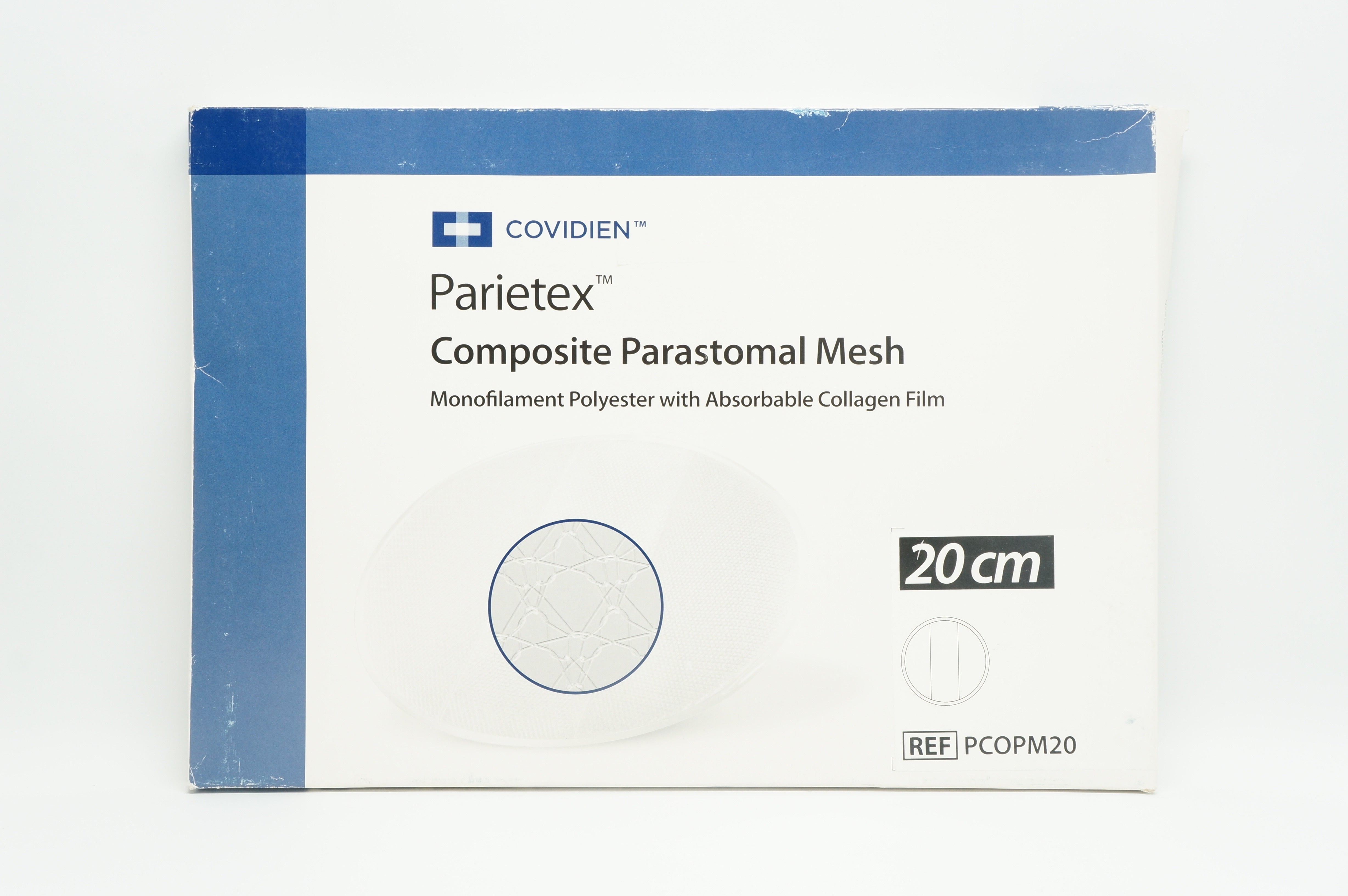 Covidien PCOPM20 Parietex Composite Parastomal Mesh Monofilament 20cm x covidien-pcopm20-parietex-composite-parastomal-mesh-monofilament-20cm-x