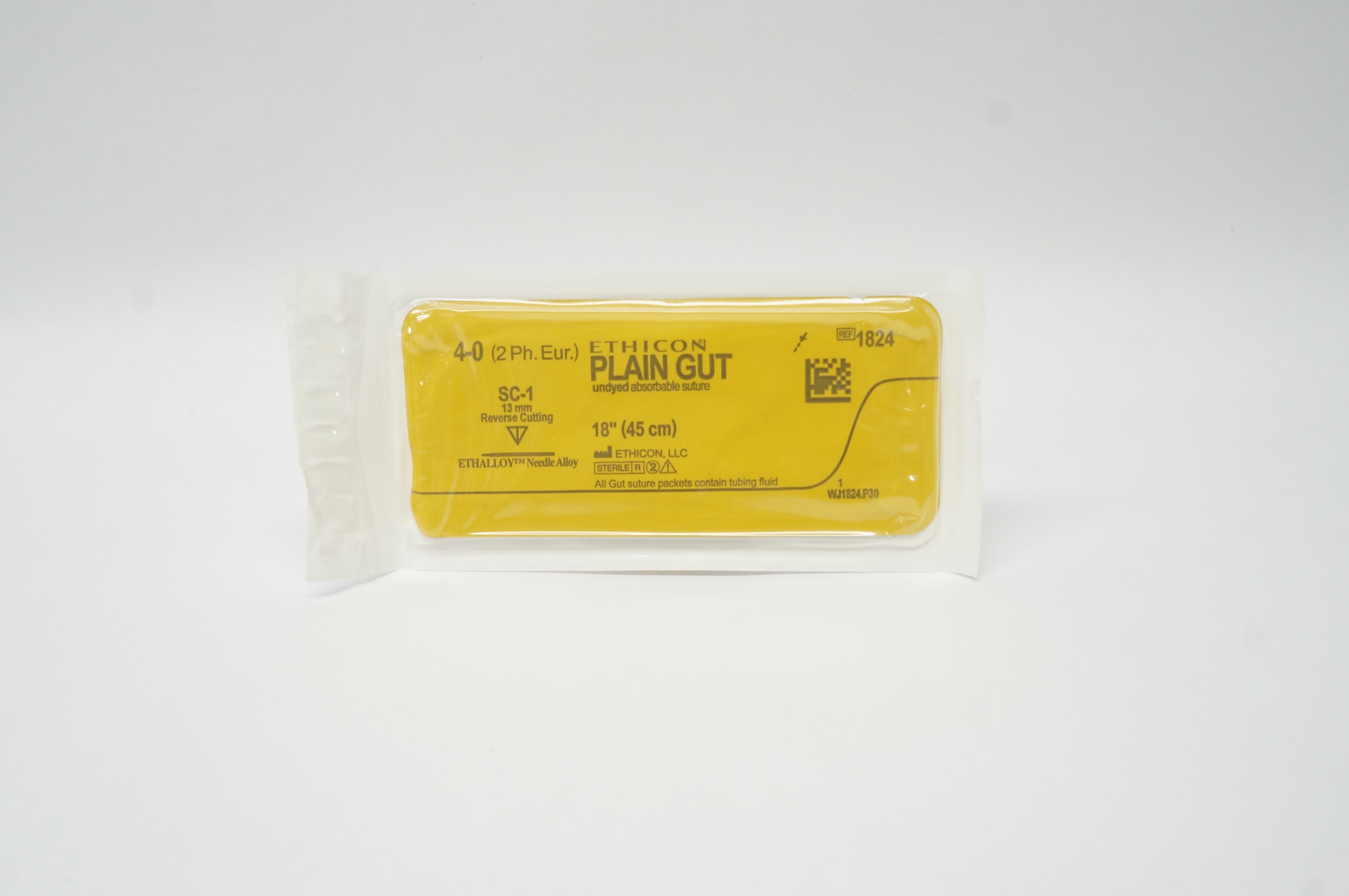 Ethicon 1824 4-0 Plain Gut Absorbable Stre SC-1 13mm Reverse Cutting, 18inch