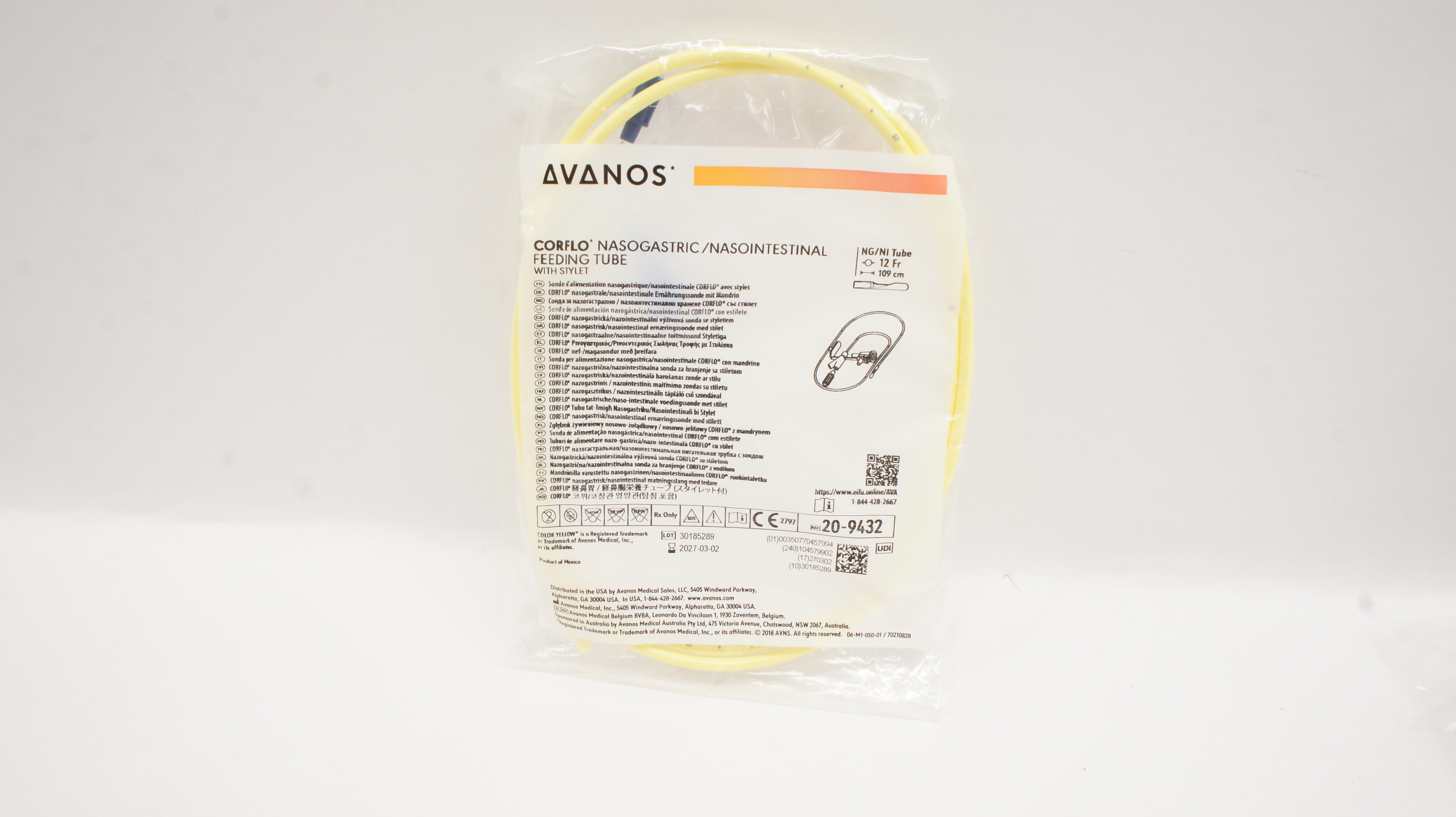 Avanos 209432 Corflo Nasogastric /Nasointenstinal Feeding Tube W