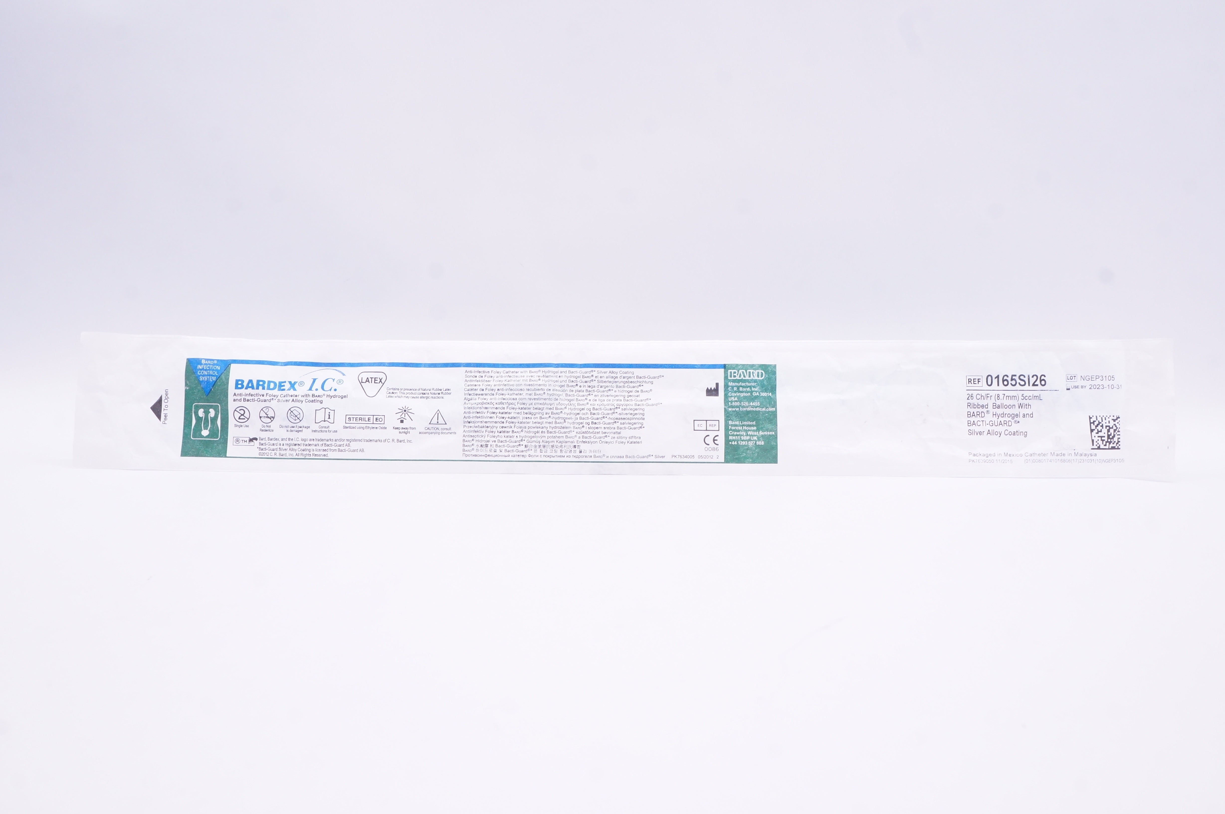 Bard 0165SI26 Bardex I.C. Anti-Infective Foley Cath. 26Ch/Fr x 5cc/mL (x)