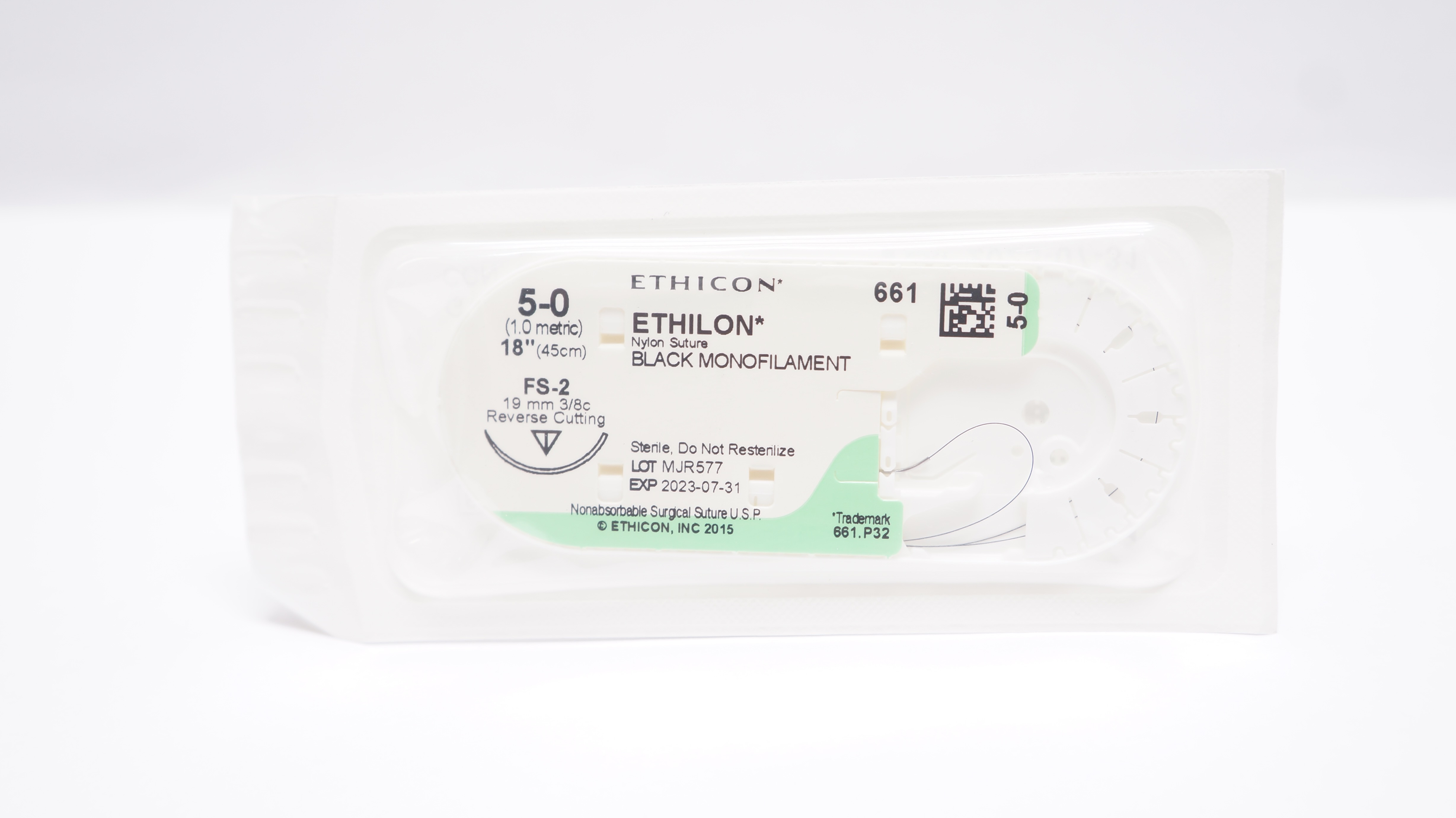 Ethicon 661 5-0 ETHILON, FS-2, 19mm 3/8c Reverse Cutting, 18inch (x)