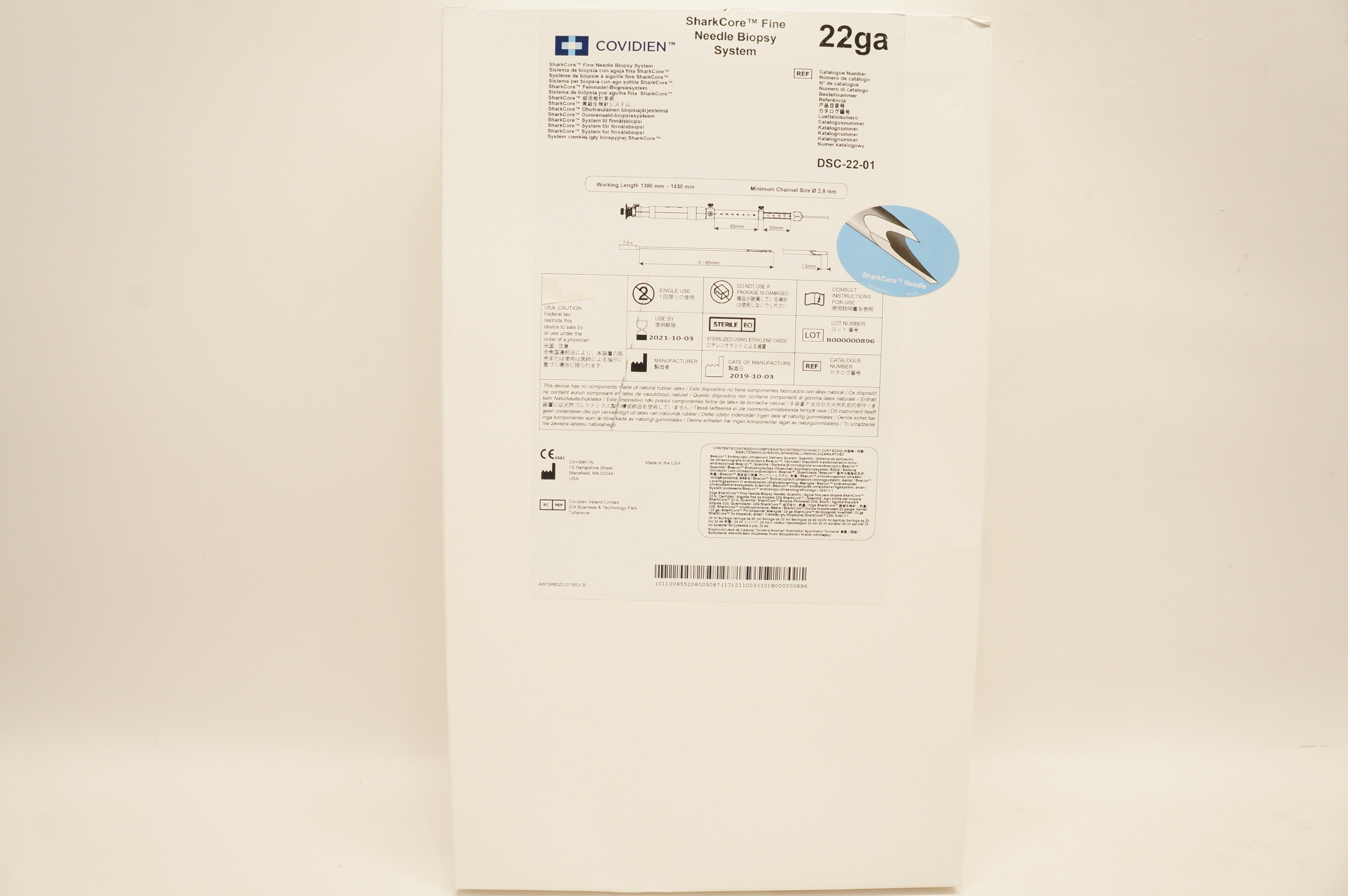 Covidien DSC-22-01 SharkCore Fine Needle Biopsy System 22Ga (x)