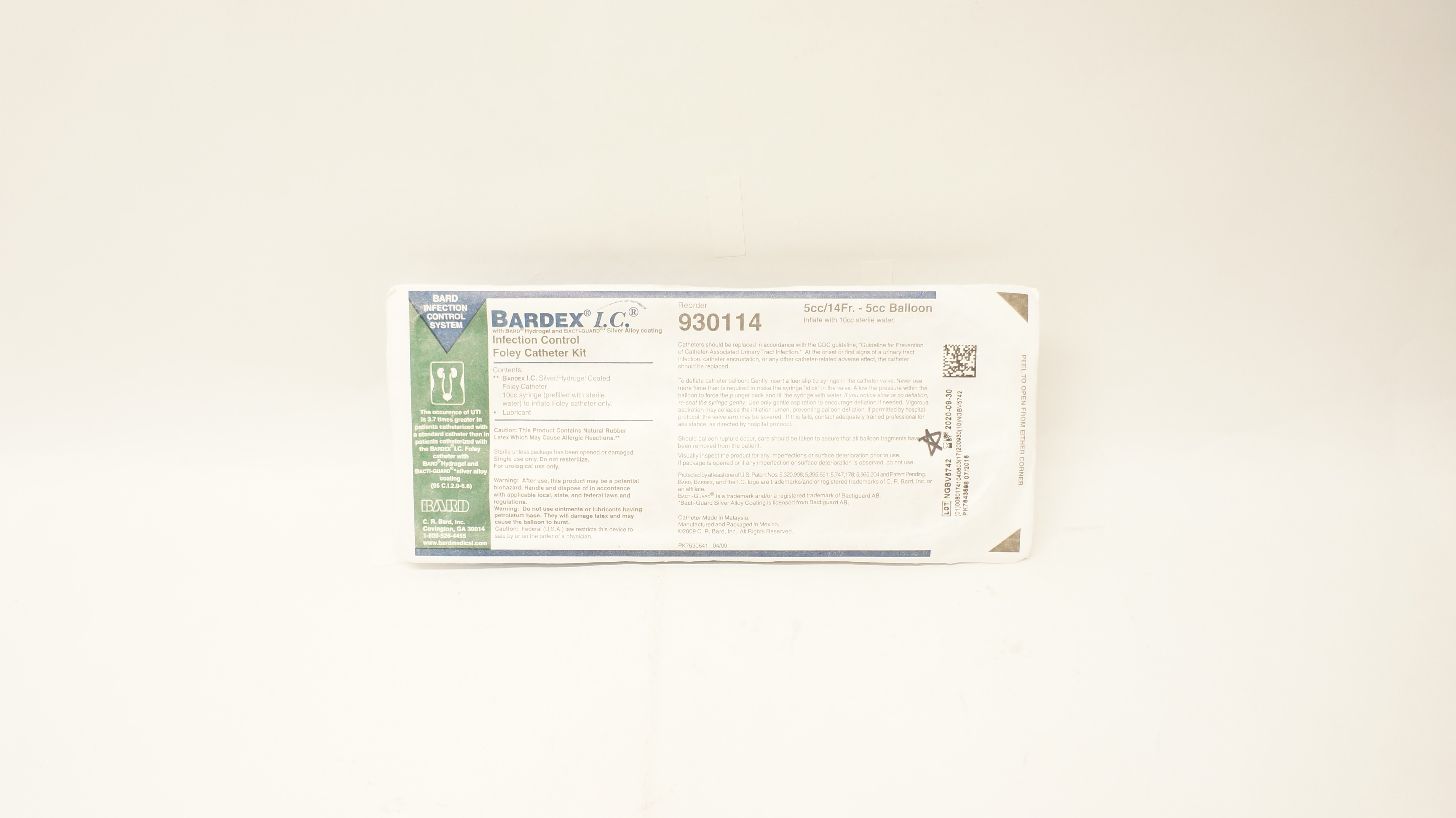 Bard 930114 Bardex I.C. Infection Control Foley Cath. Kit 5cc/14Fr (x)