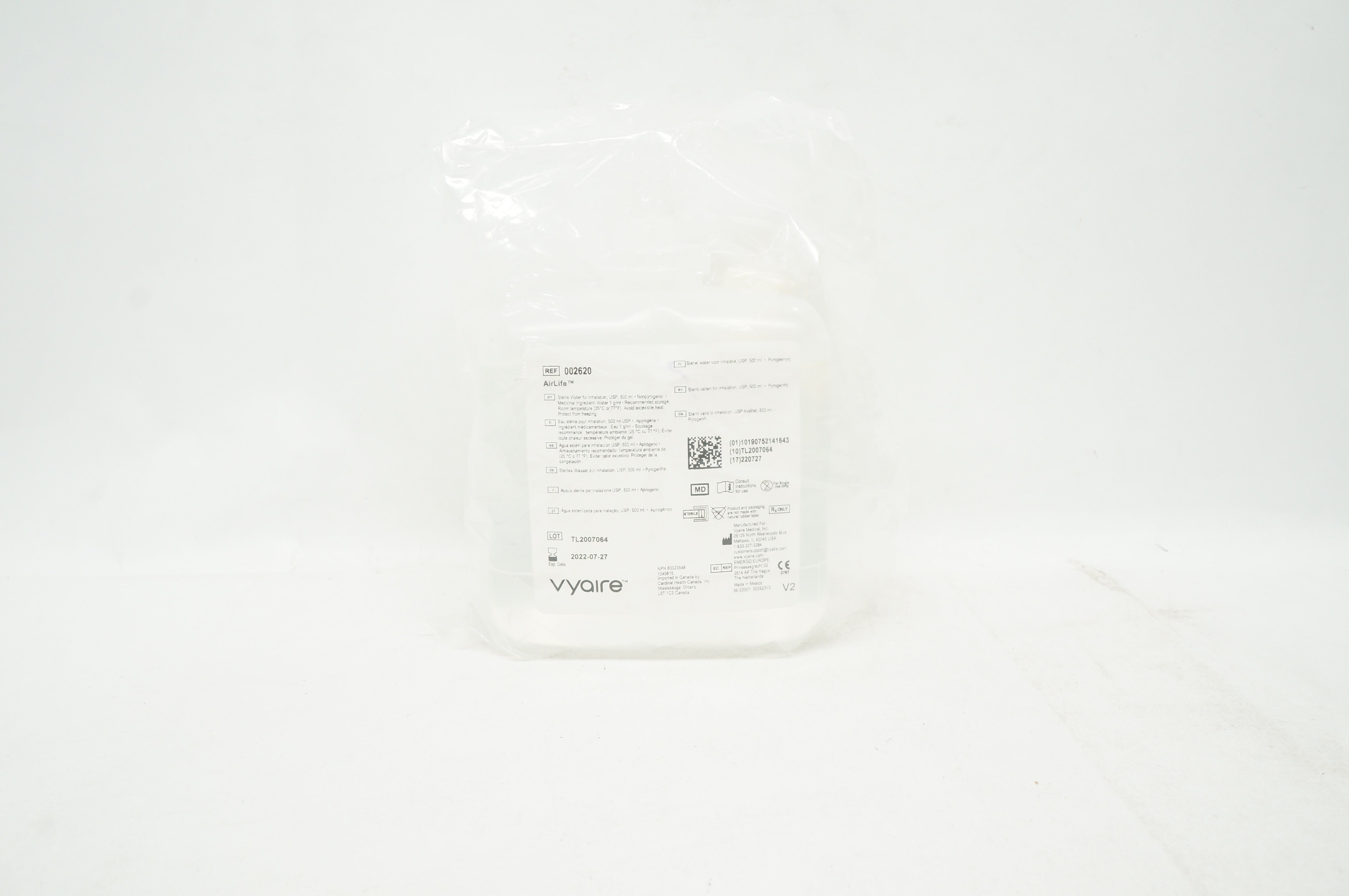 Vyaire 002620 AirLife Sterile Water 500 ml