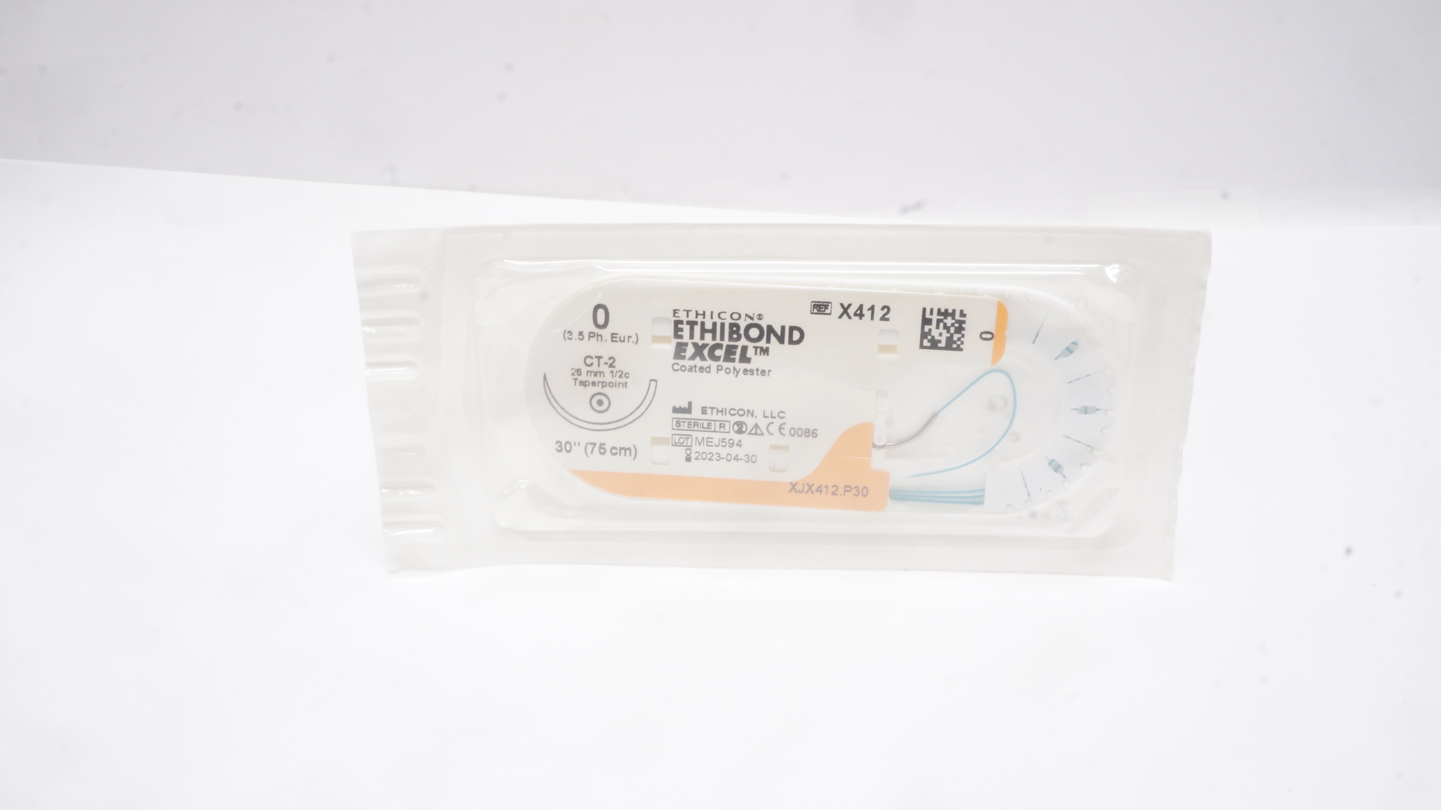 Ethicon X412 0 Ethibond Exel Polyester Stre CT-2 26mm 1/2c Taper 30inch (x)