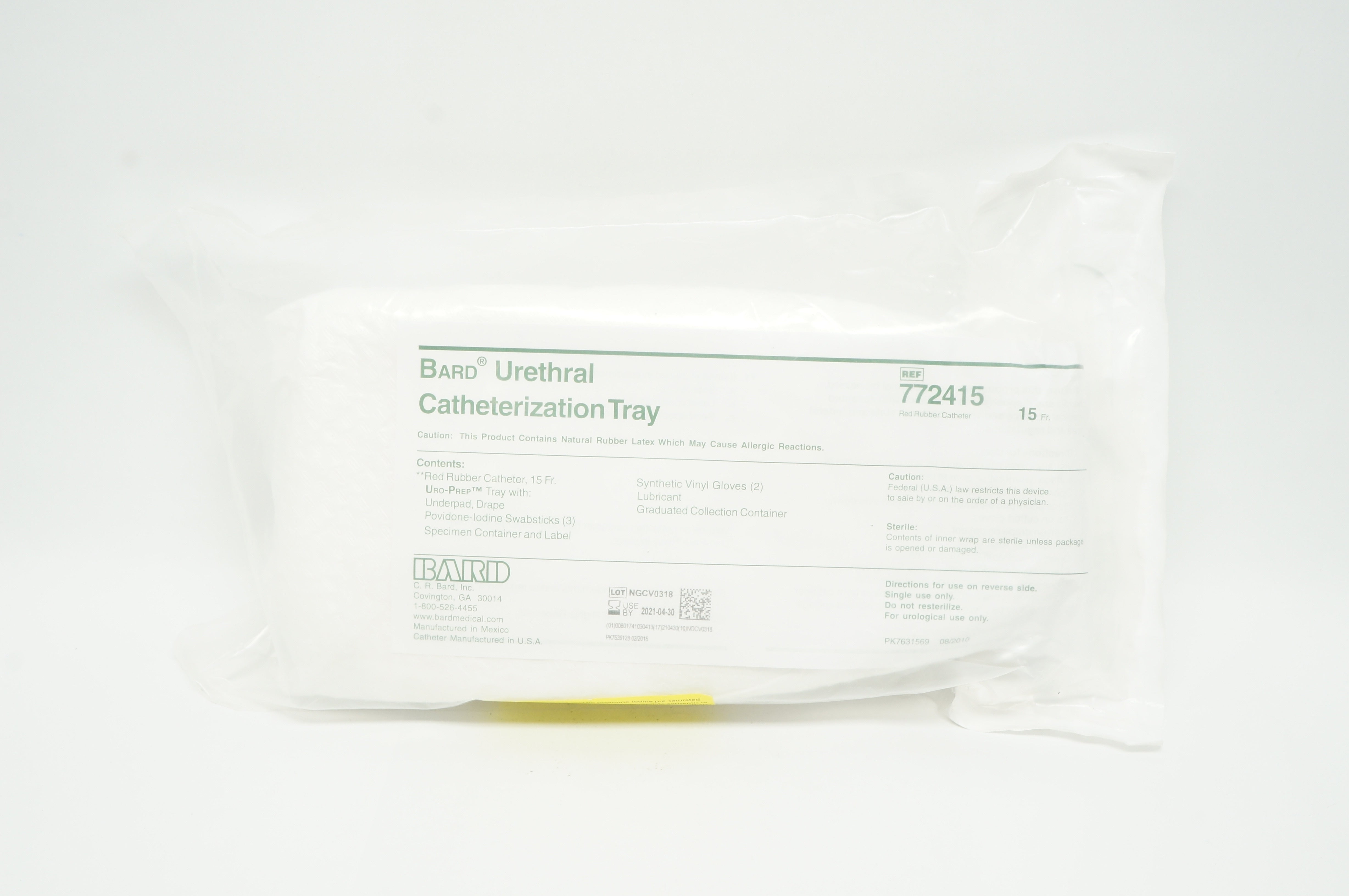 Bard 772415 Urethral Cath. Tray 15 Fr (x)