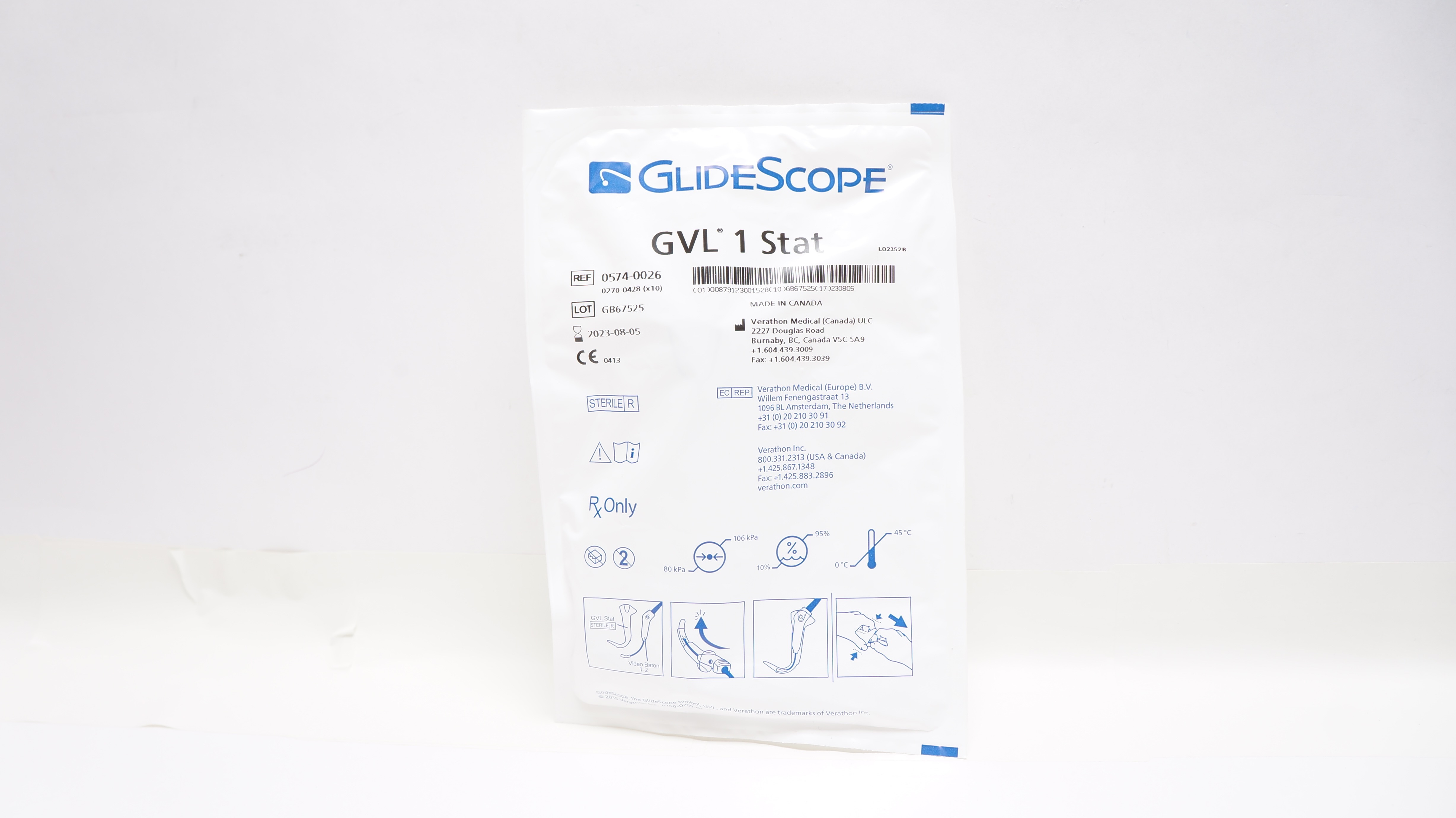 Verathon 0574-0026 GlideScope GVL 1 Stat Video Laryngoscope (x)