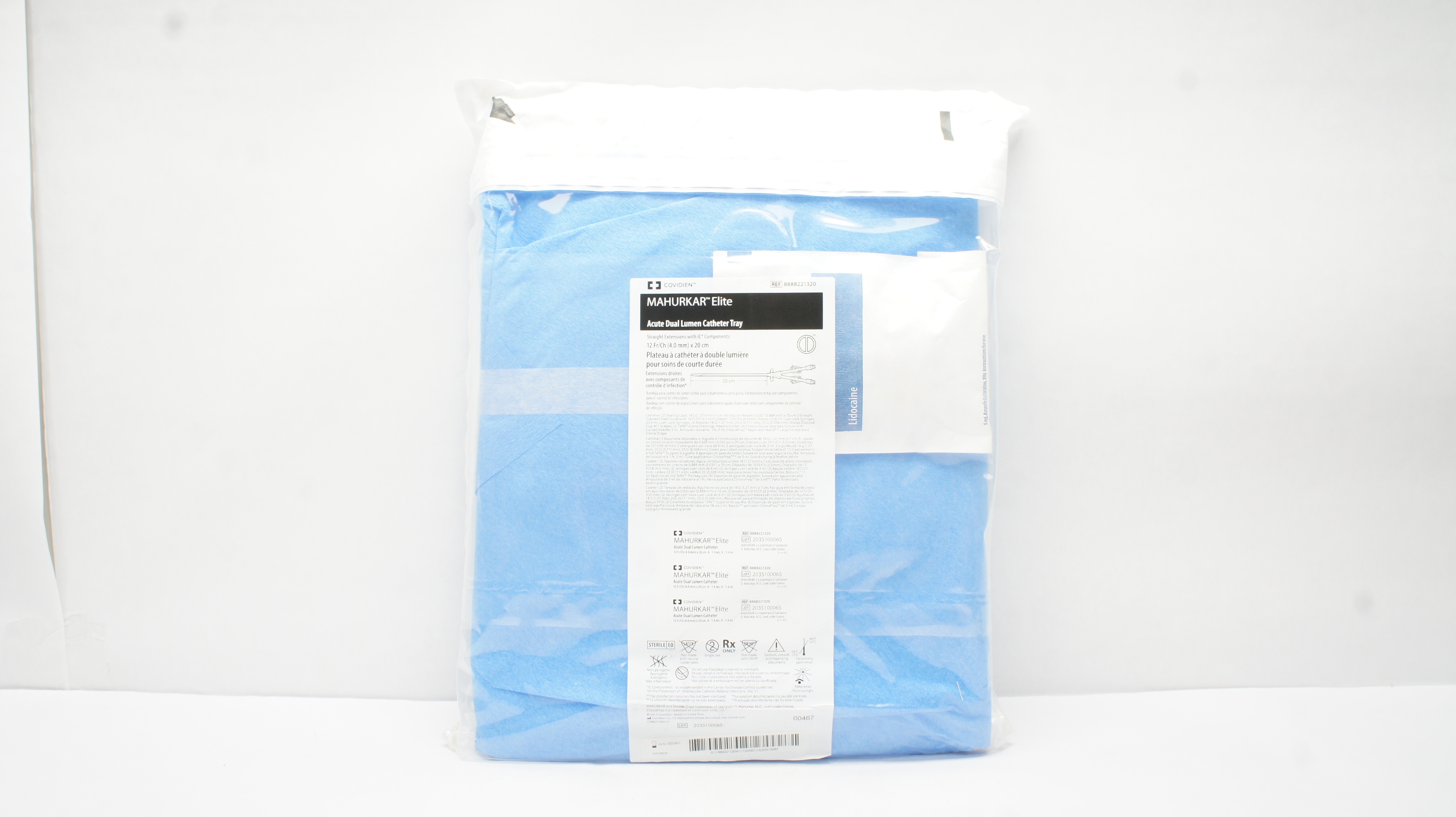 Covidien 8888221320 Mahurkar Elite Acute Dual Lumen Cath. Tray 12Fr/Chx 20cm (x)