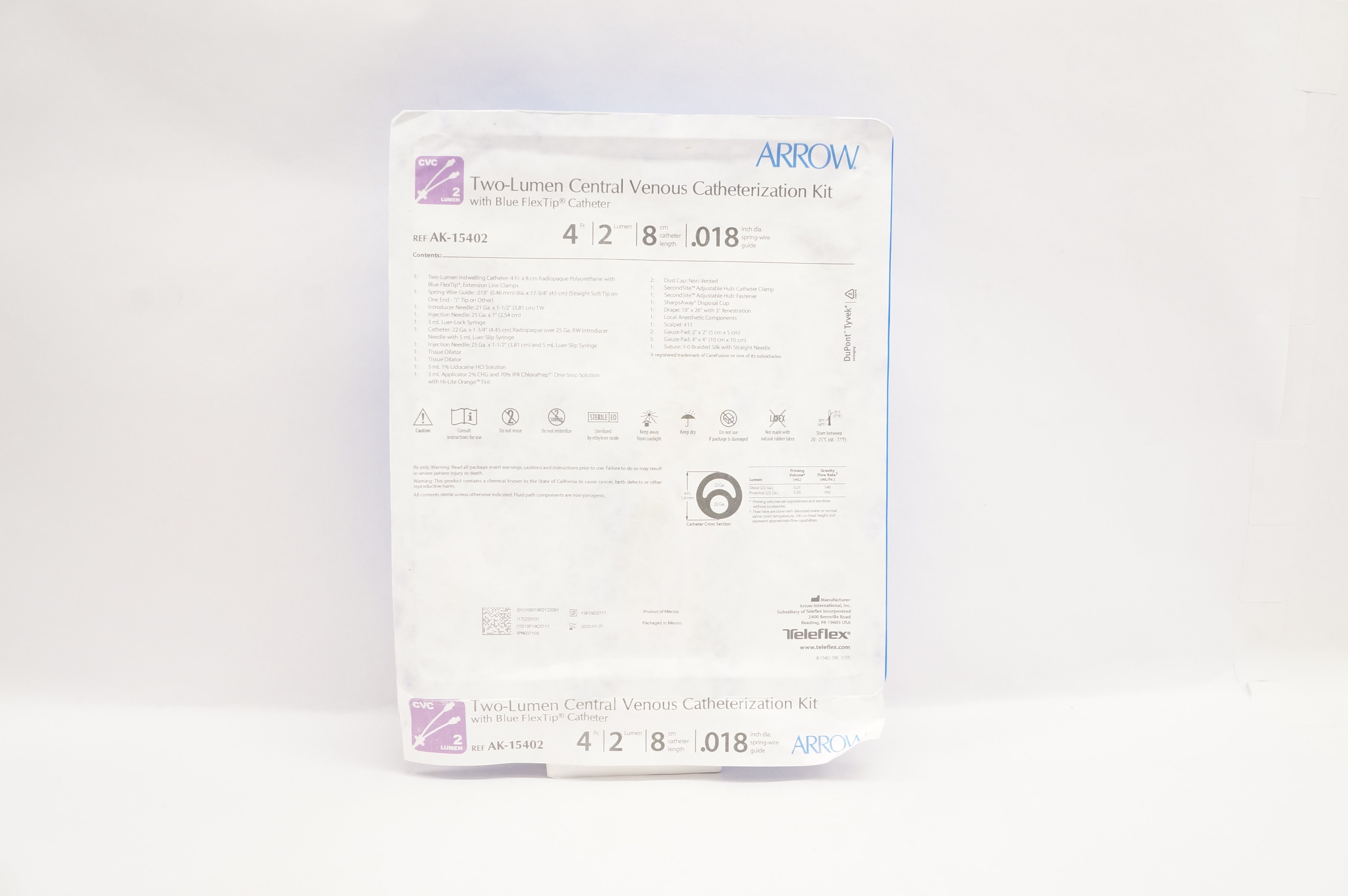Arrow AK15402 Teleflex TwoLumen Central Venous Catheterization Kit (x)