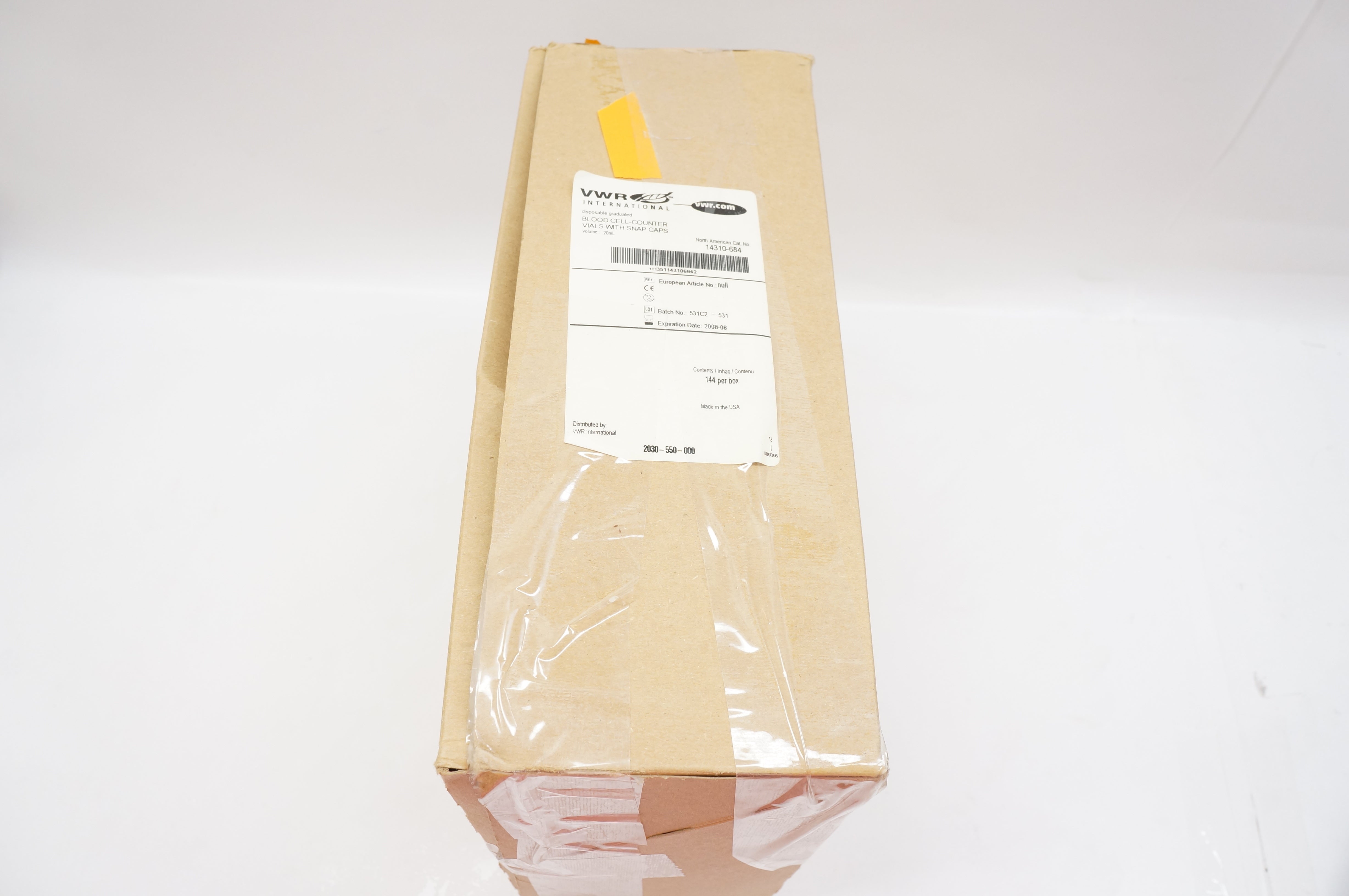 VWR 14310-684 Blood Cell-Counter Vials With Snap Caps 20mL (x) - Box of 144