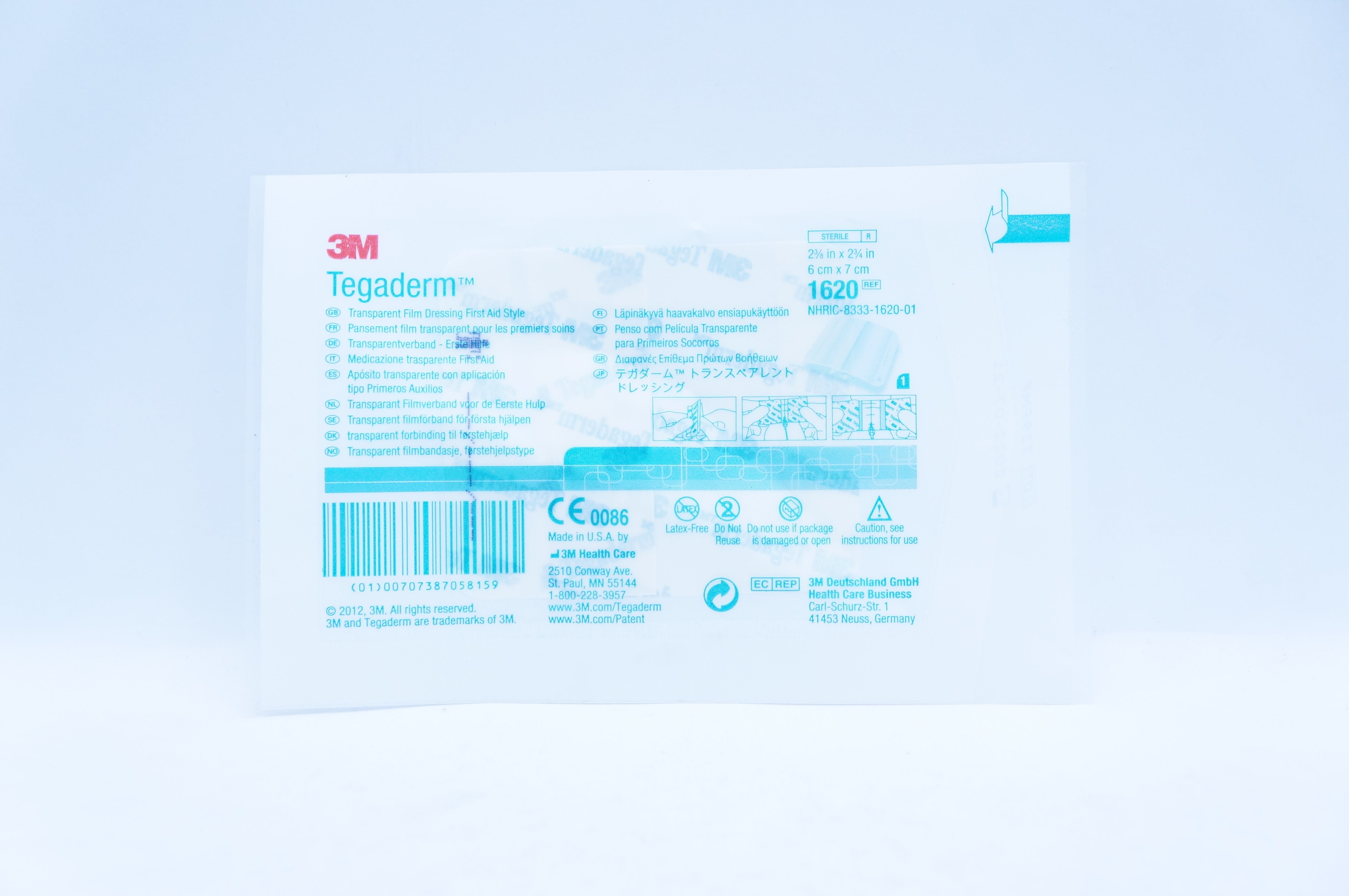 3M 1620 Tegaderm Transparent Film Dressing First Aid Style 2 3/8 x 2 3/4 inch