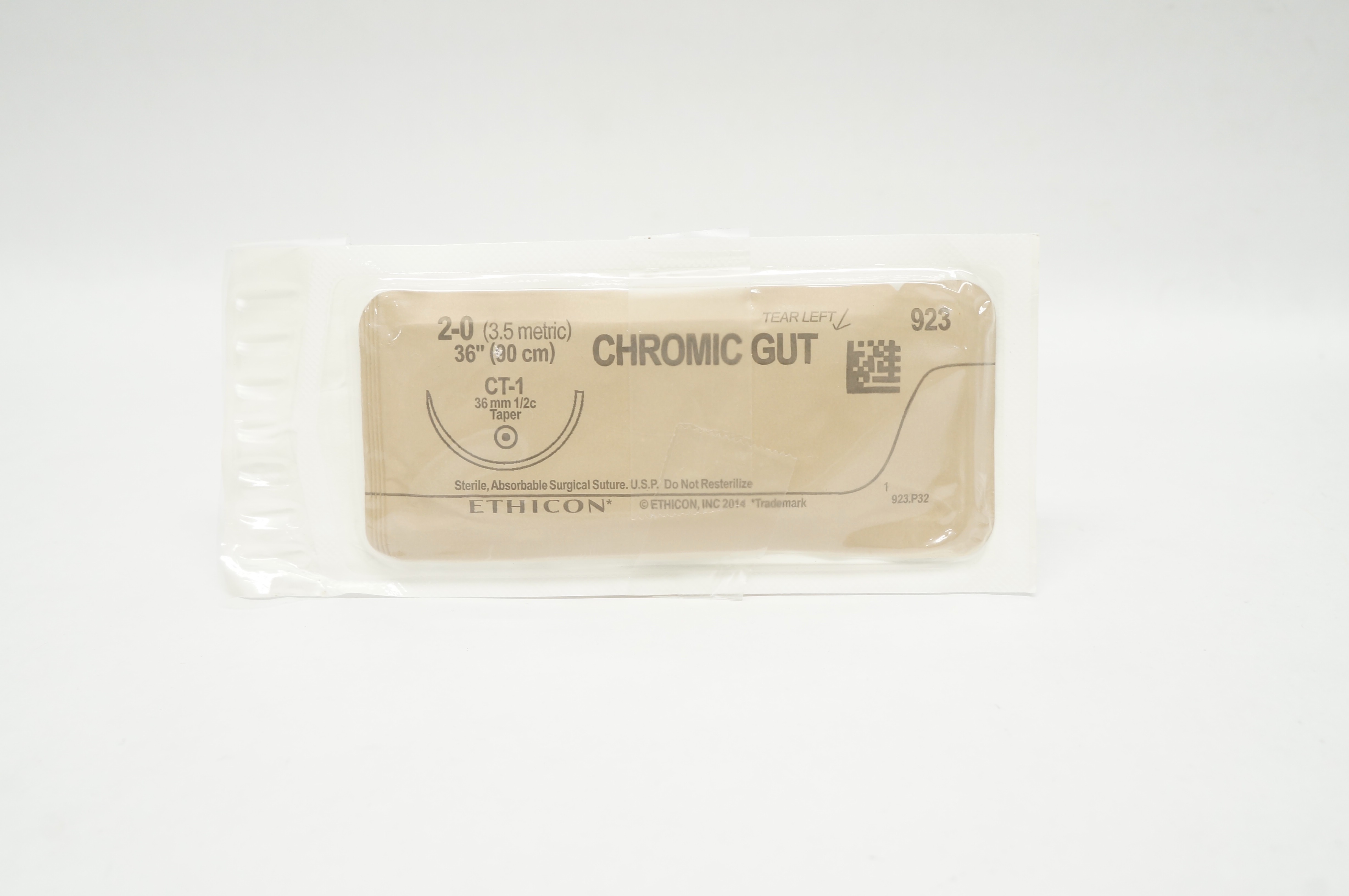 Ethicon 923 2-0 CHROMIC GUT CT-1 36mm 1/2 Taper 36inch (x)