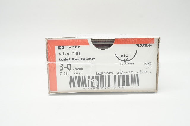 Covidien VLOCM0344 3-0 V-Loc 90 Edgellant GS-21 1/2 37mm 9inch - Box of 12
