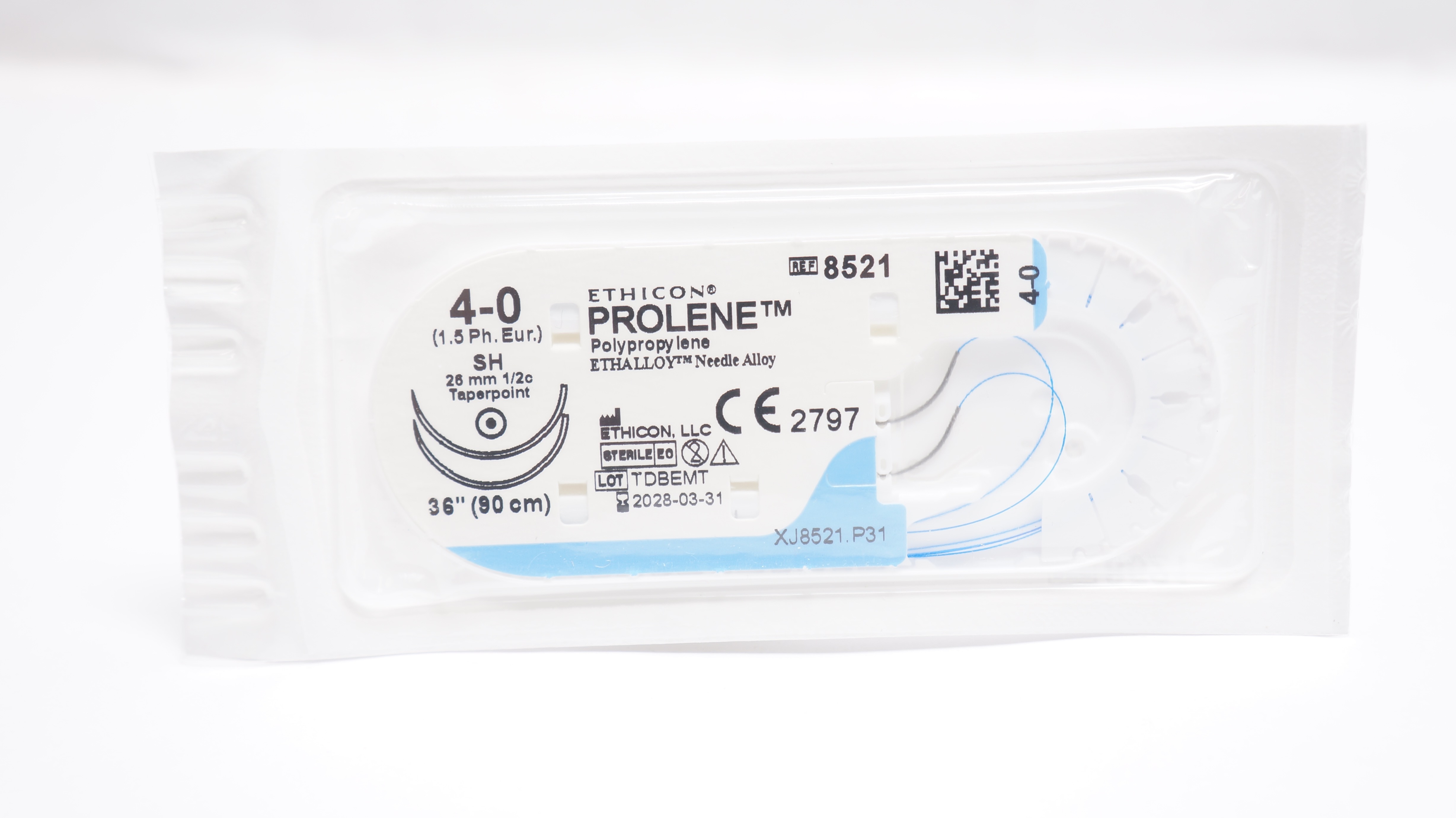 Ethicon 8521 4-0 Prolene Polypropylene Stre SH 26mm 1/2c