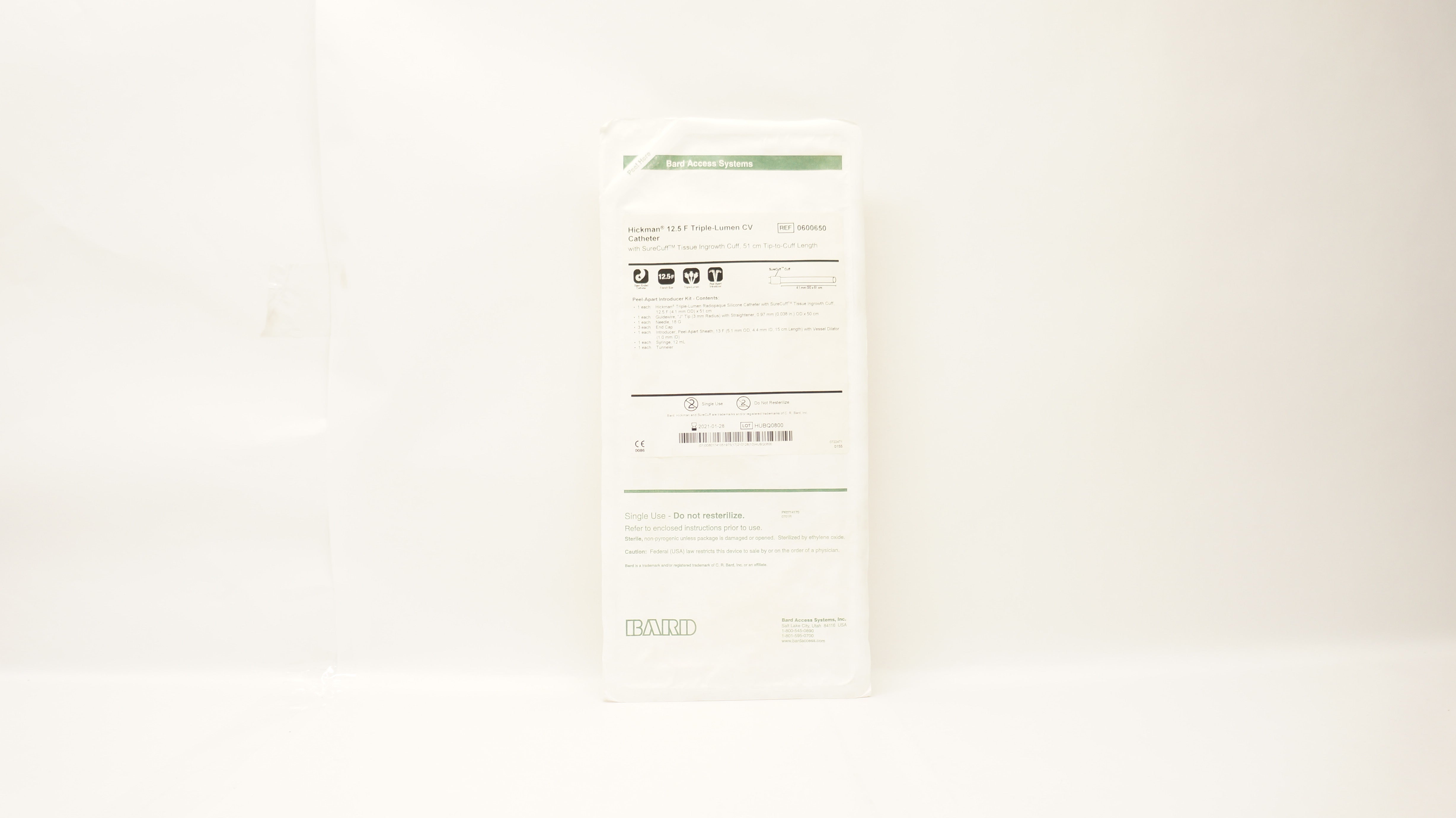 Bard 0600650 Hickman Triple-Lumen CV Cath. 12.5F, 4.1mm x 51cm (x)