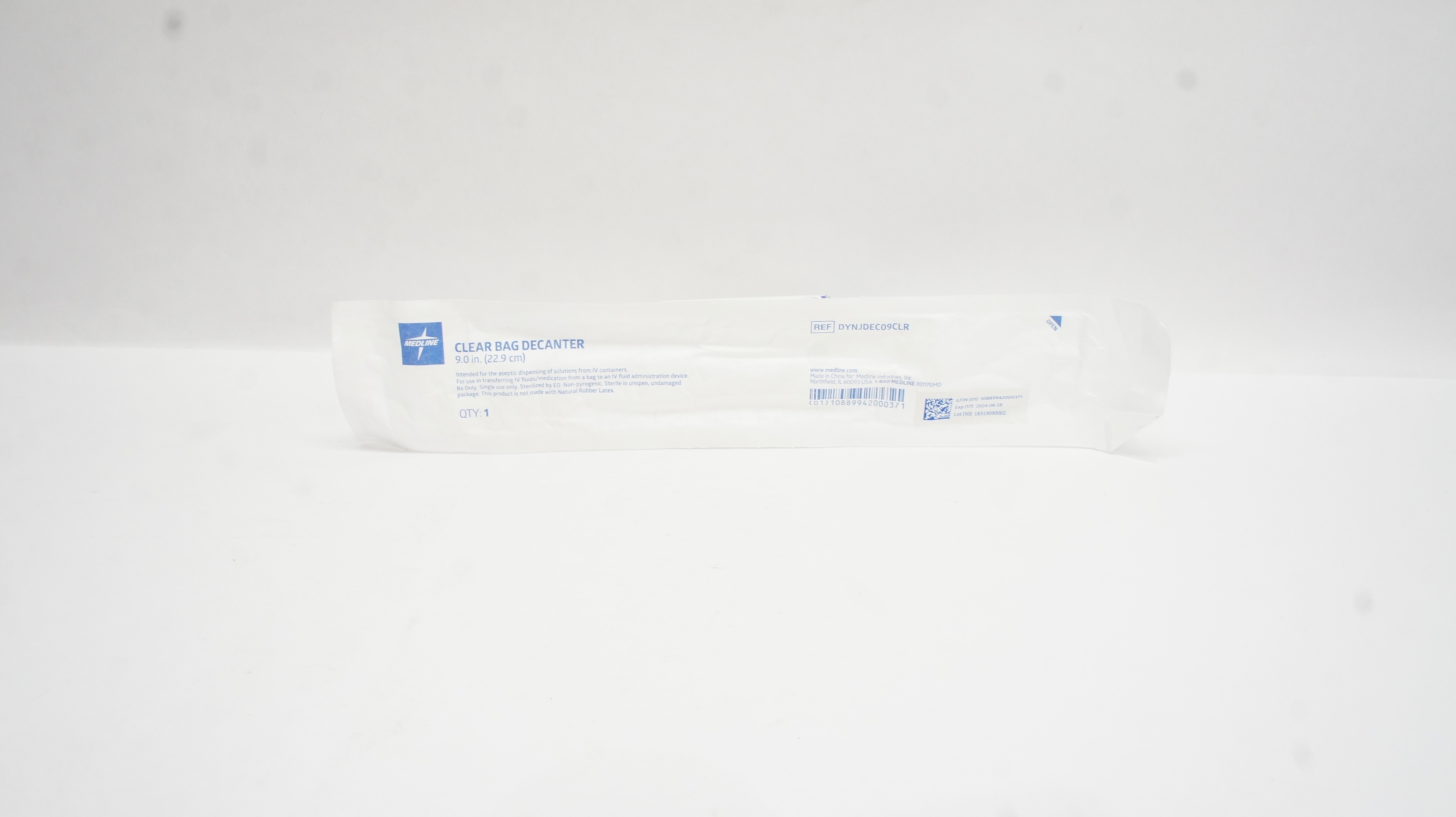 Medline DYNJDEC09CLR Clear Bag Decanter 9.0In