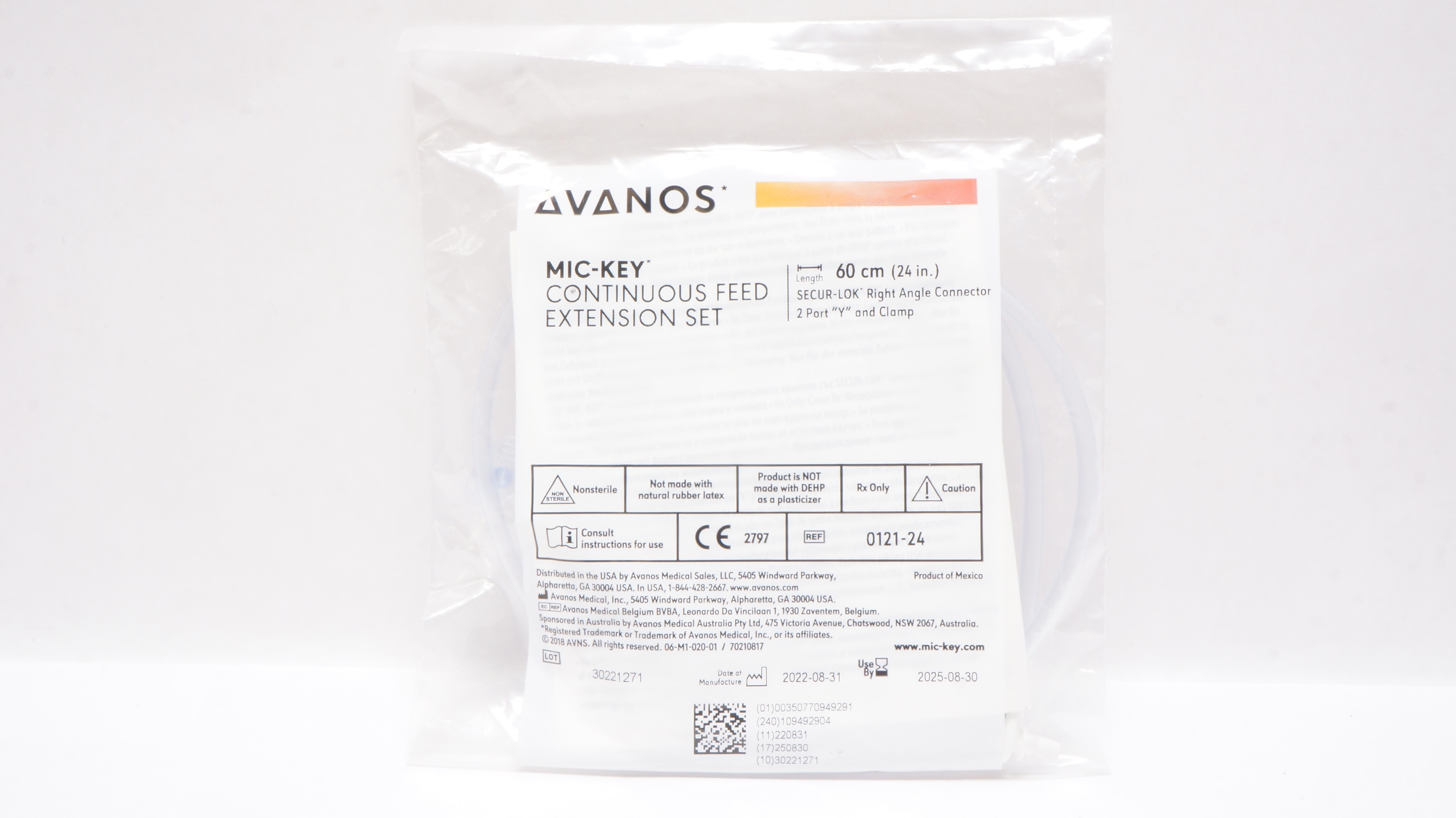 Avanos 0121-24 MIC-KEY Contonuous Feed Extension Set 24 inch