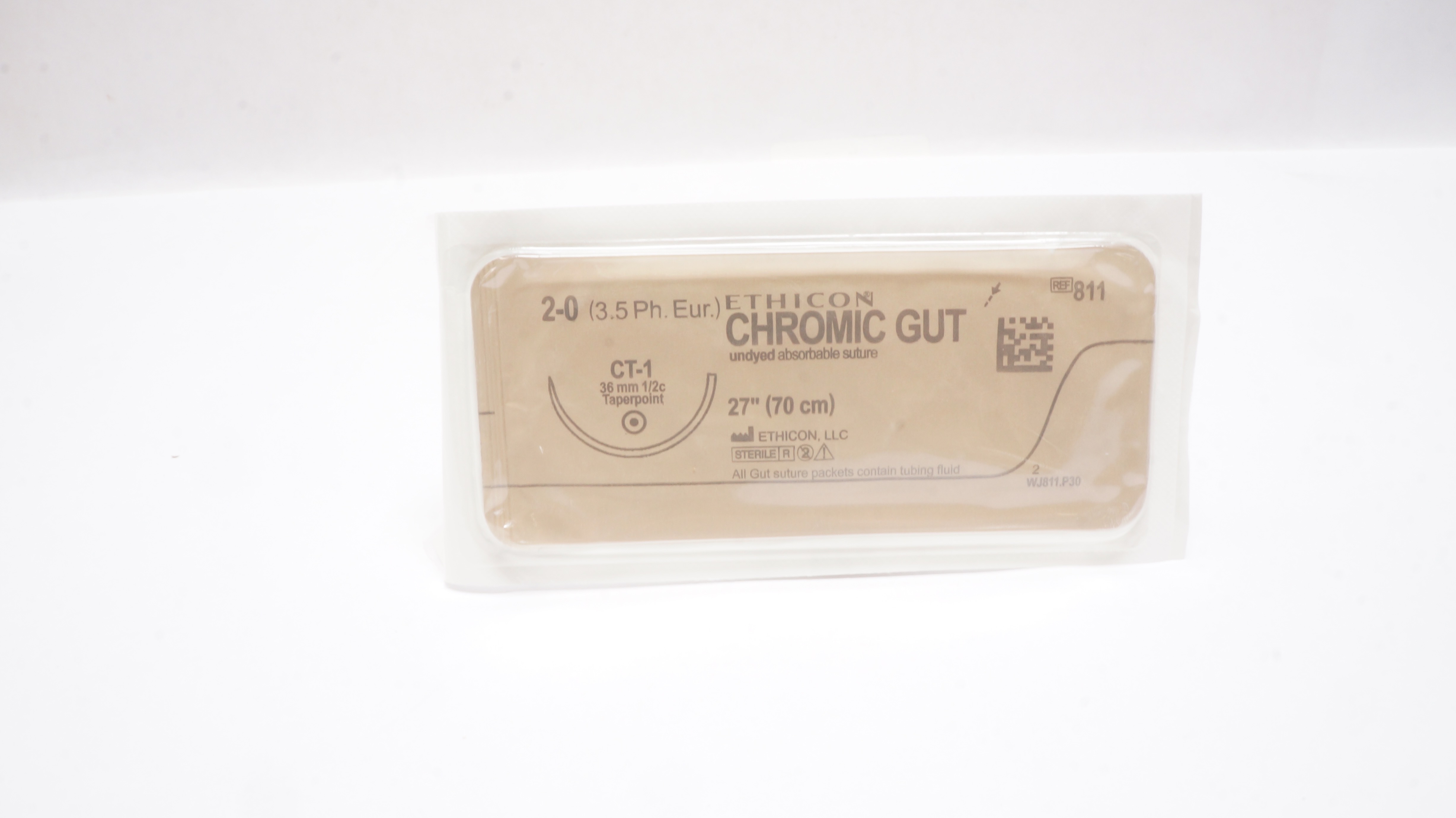Ethicon 811 2-0 CHROMIC GUT Absorbable Stre CT-1, 36mm 1/2c Taperpoint, 27inch