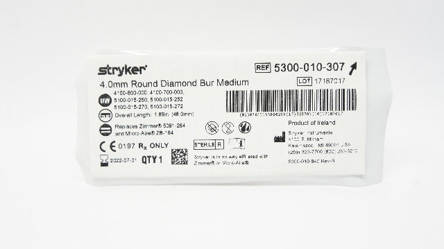 Stryker 5300-010-307 Round Diamond Bur Medium 4.0mm