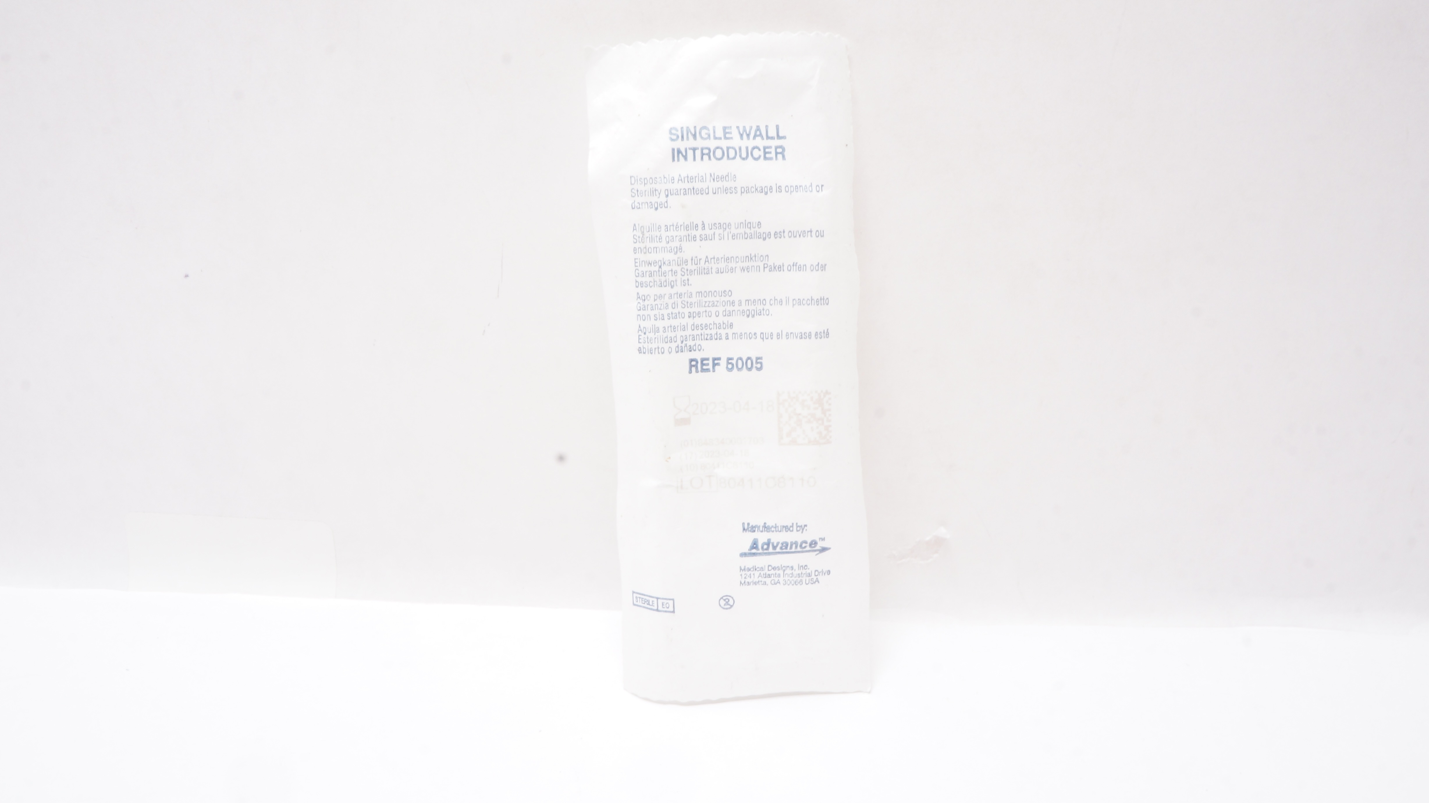 Advance 5005 Single Wall Introducer Disposable Arterial Ndle. (x)
