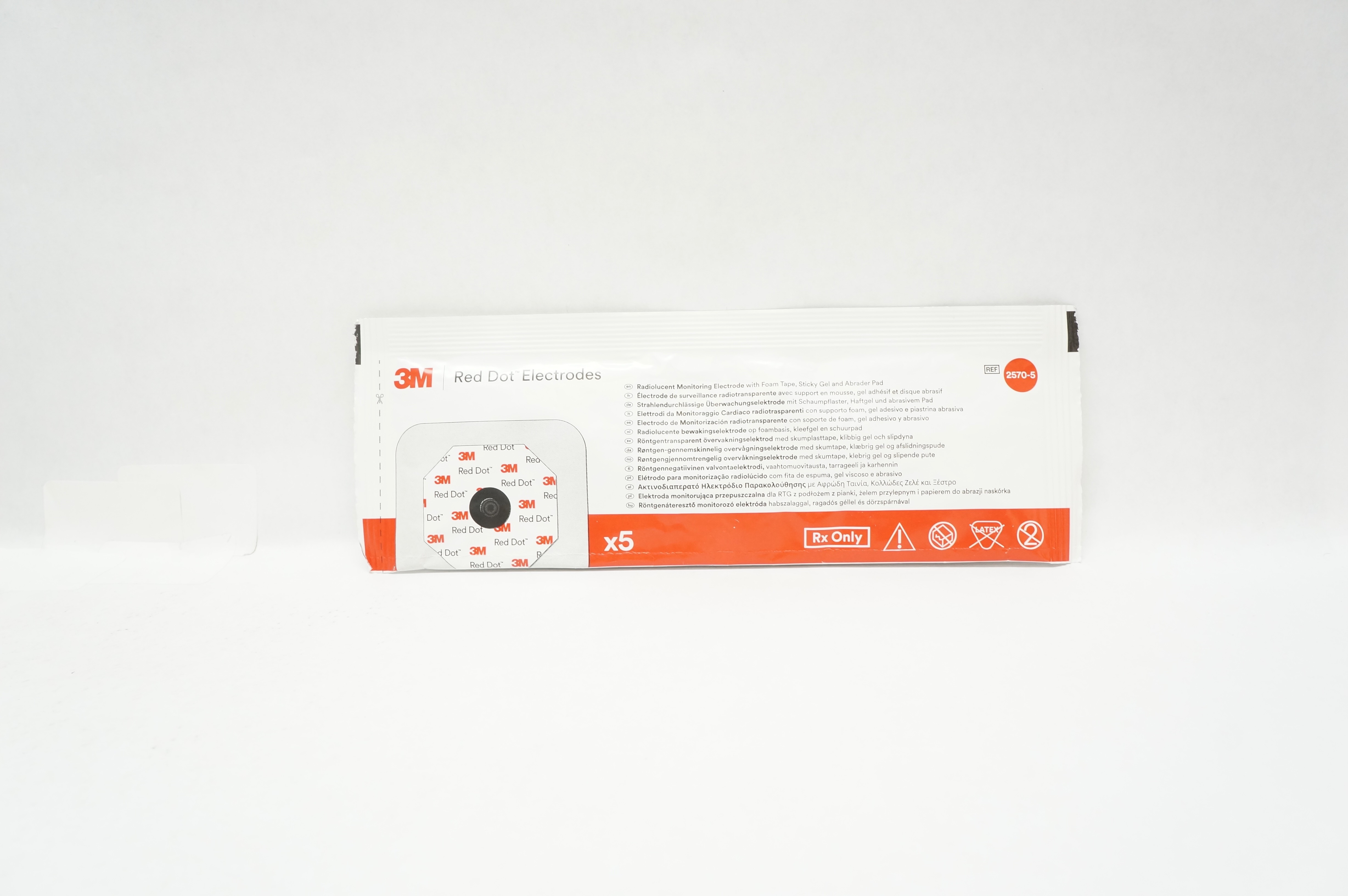 3M 2570-5 Radiolucent Monitoring Electrode Foam Tape Abrader Pad (x) - Pack of 5