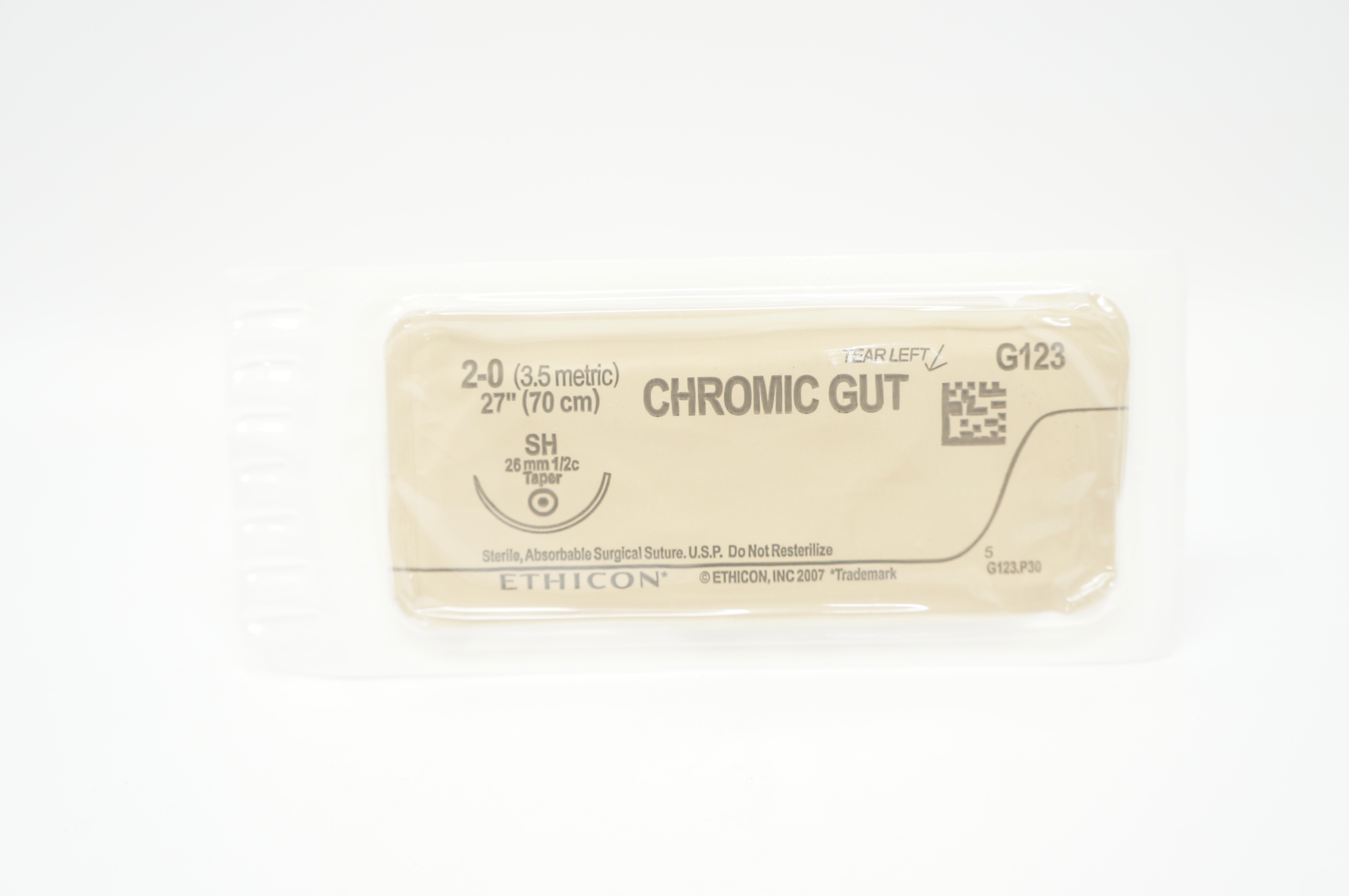 Ethicon G123 2-0 Chromic Gut Surgical Stre SH 26mm 1/2c Taper, 27inch