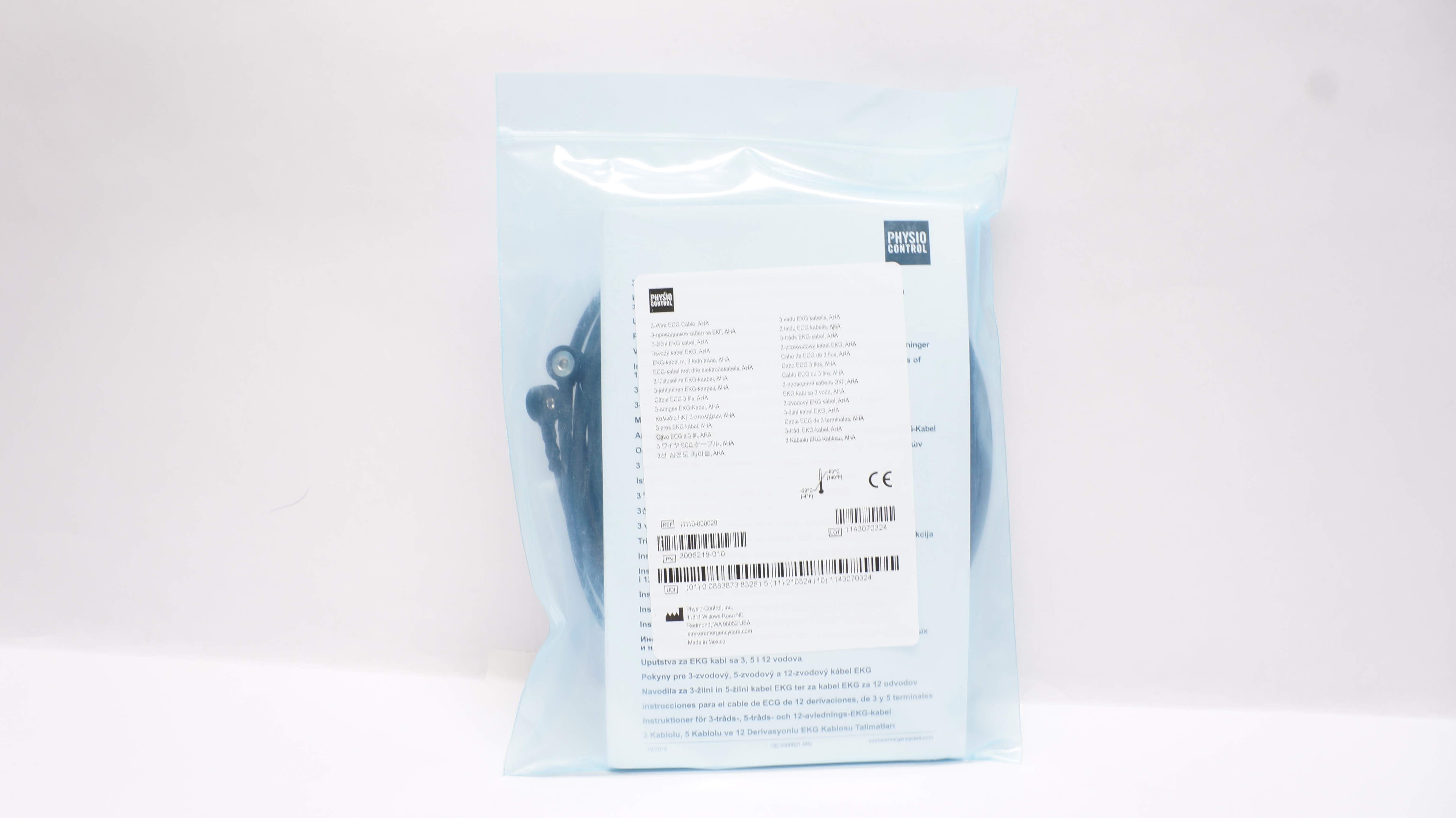 Physio Control 11110-000029 3-Wire ECG Cable, AHA