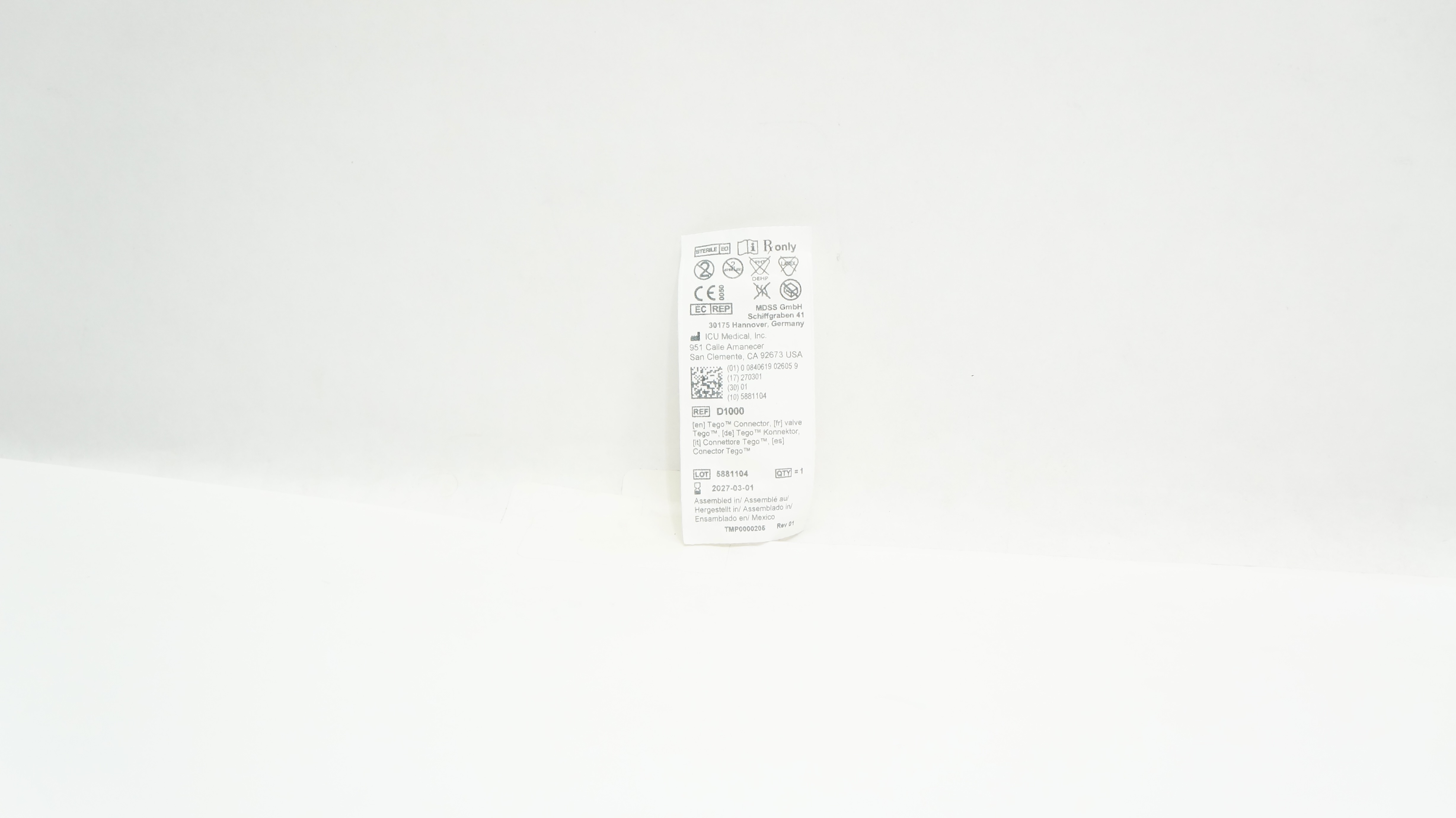 ICU Medical D1000 Tego Connector