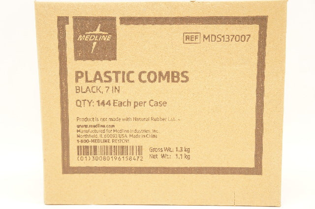 Medline MDS137007 Plastic Combs Black 7inch - Box of 144