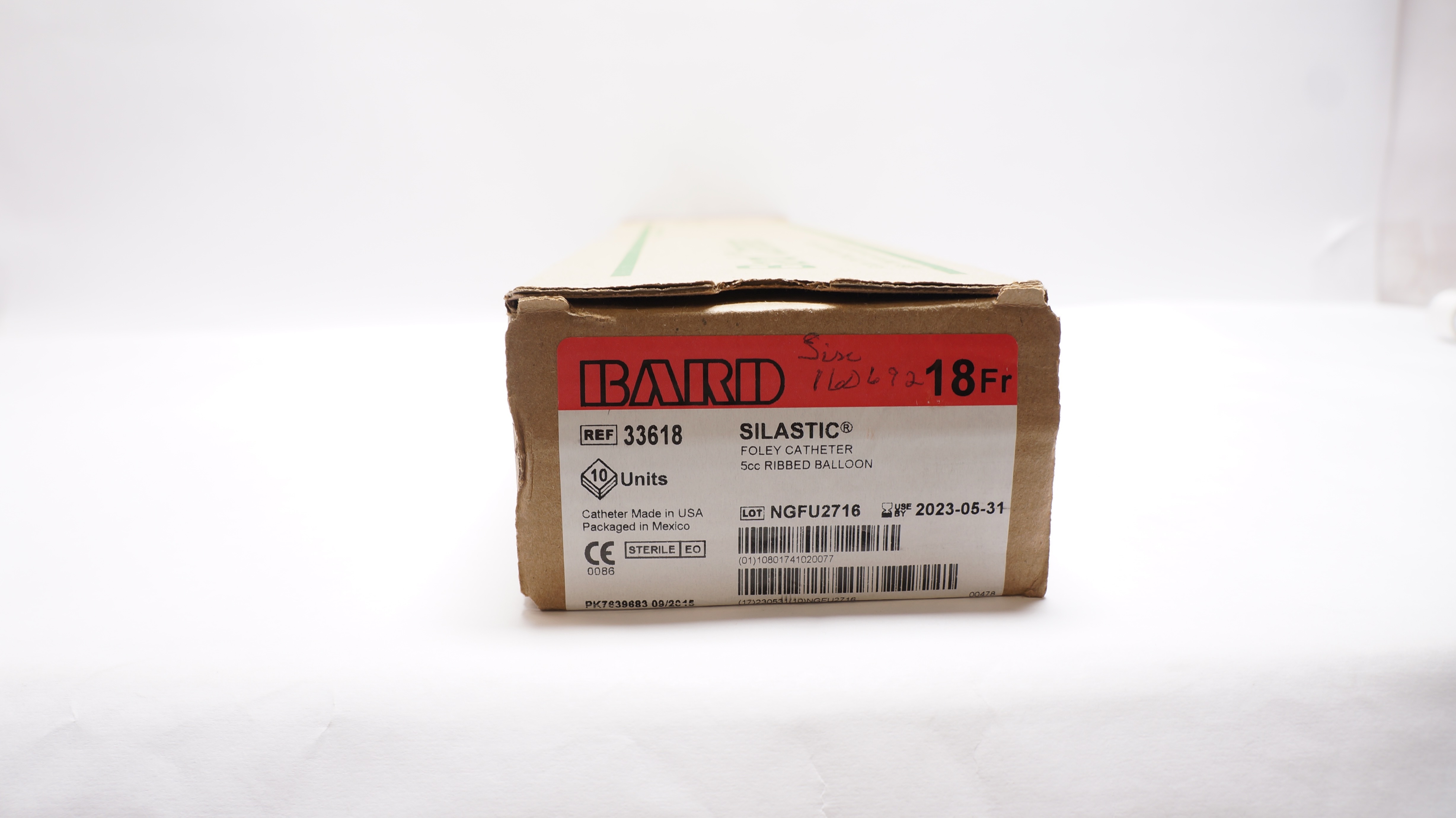 Bard 33618 Silastic Foley Cath. 18Fr 5cc Ribbed Balloon (x) - Box of 10